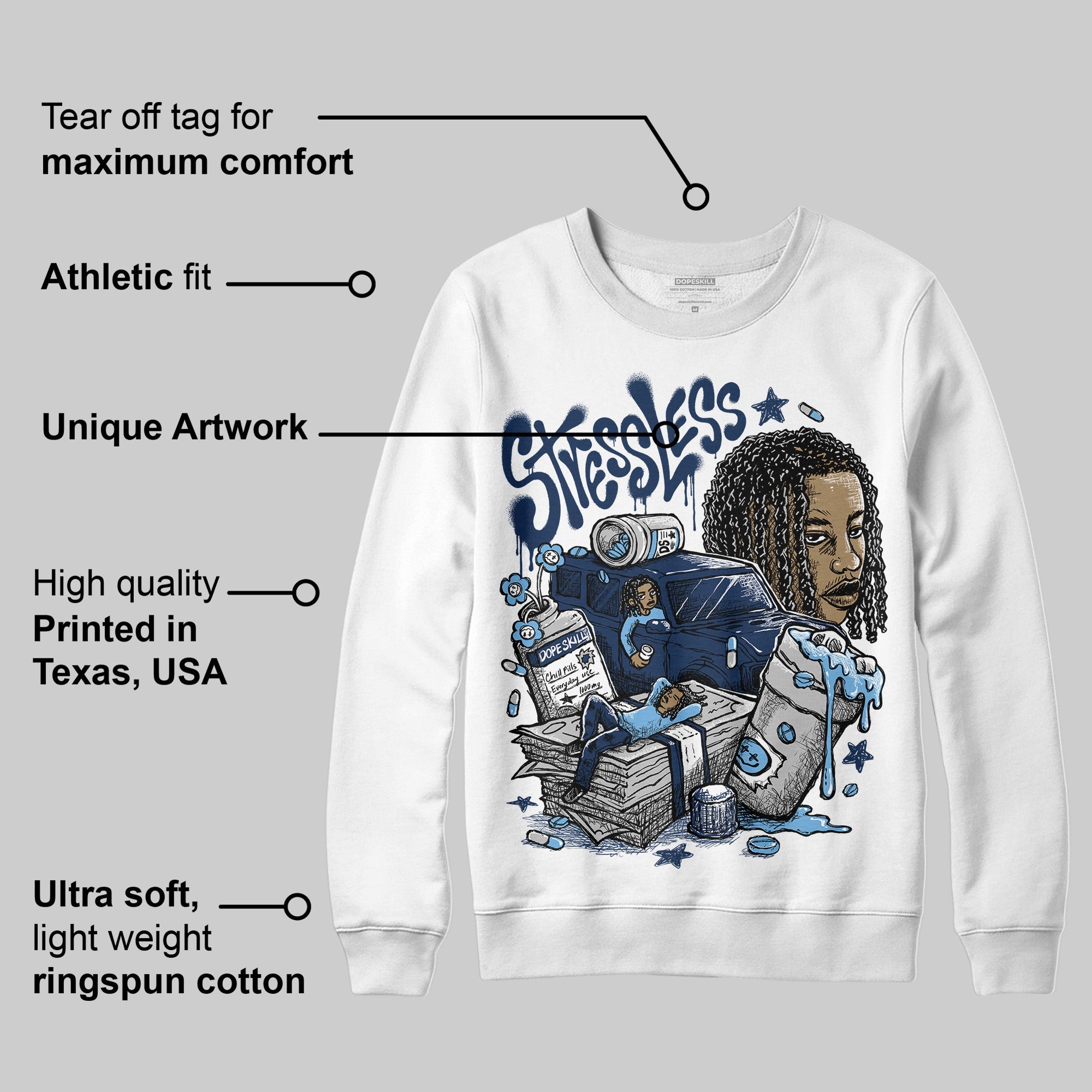 Summit White Navy 4s superstreetwear Sweatshirt Stressless Graphic
