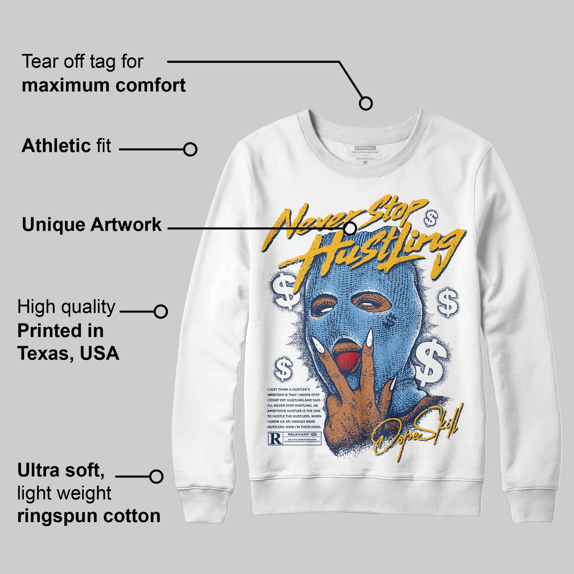 Retro Dunk From Above 4s superstreetwear Sweatshirt Never Stop Hustling Graphic