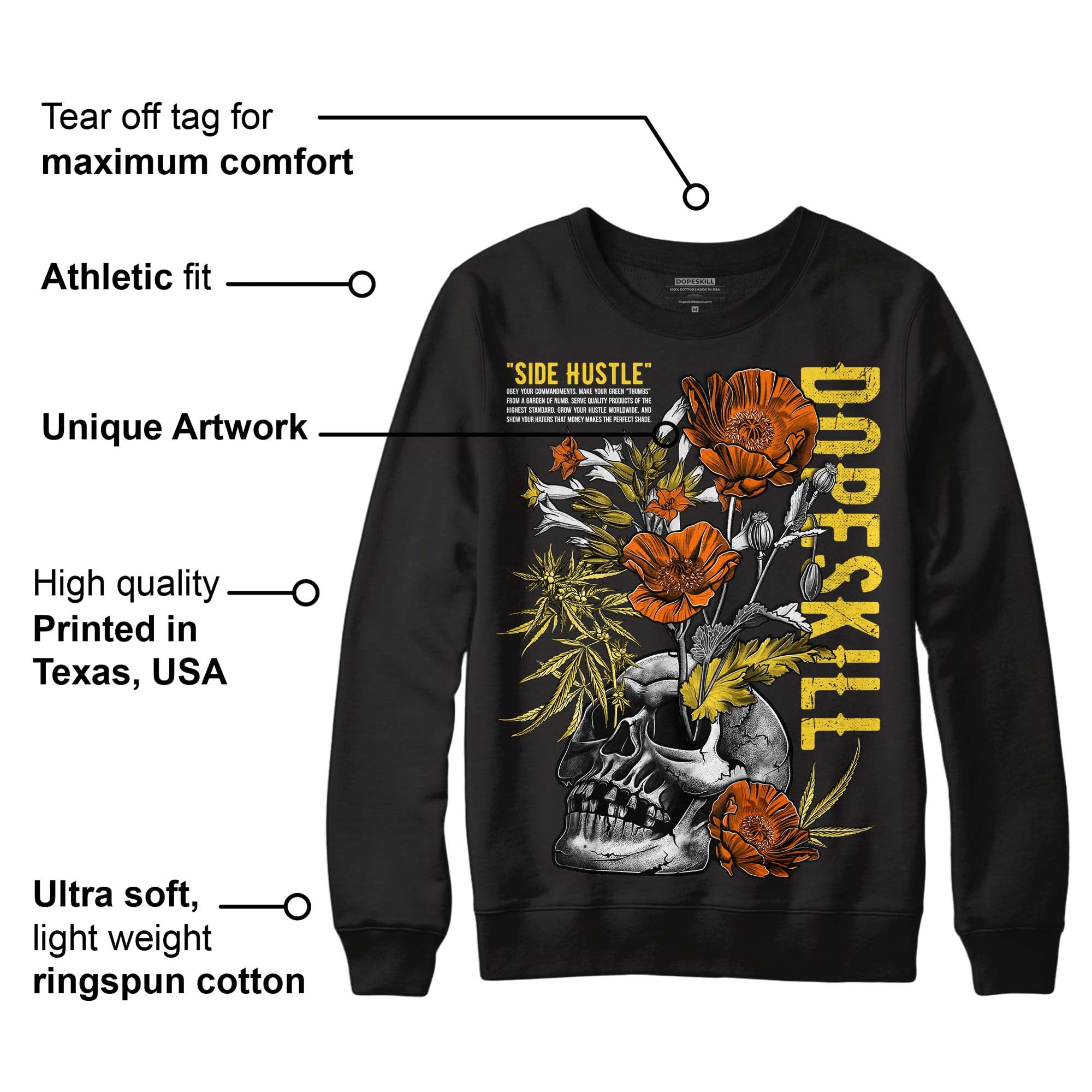 Black Tour Yellow AJ 4 Thunder superstreetwear Sweatshirt Side Hustle Graphic