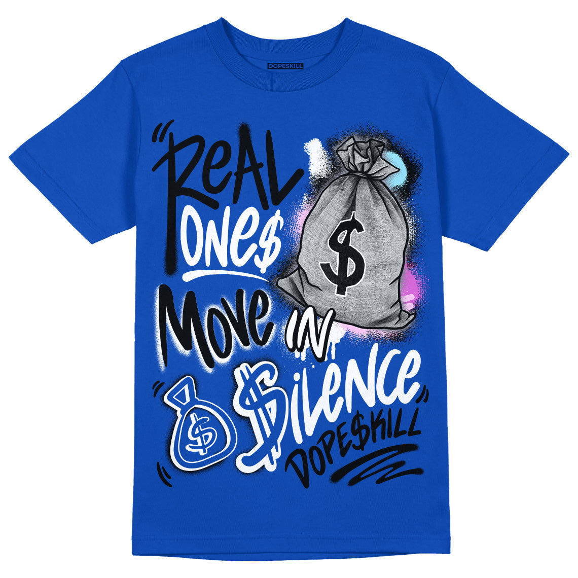 Hyper Royal 12s superstreetwear Hyper Royal T-shirt Real Ones Move In Silence Graphic