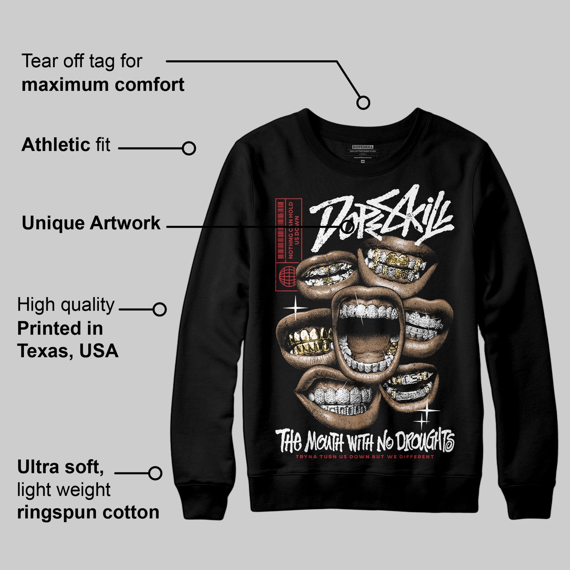 Bred Velvet 11s superstreetwear Sweatshirt The Mouth With No Droughts Graphic