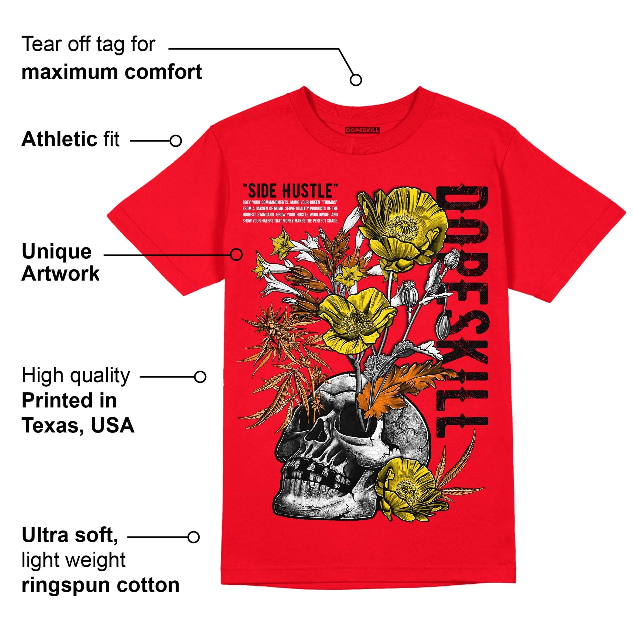 Red Thunder 4s superstreetwear Red T-shirt Side Hustle Graphic