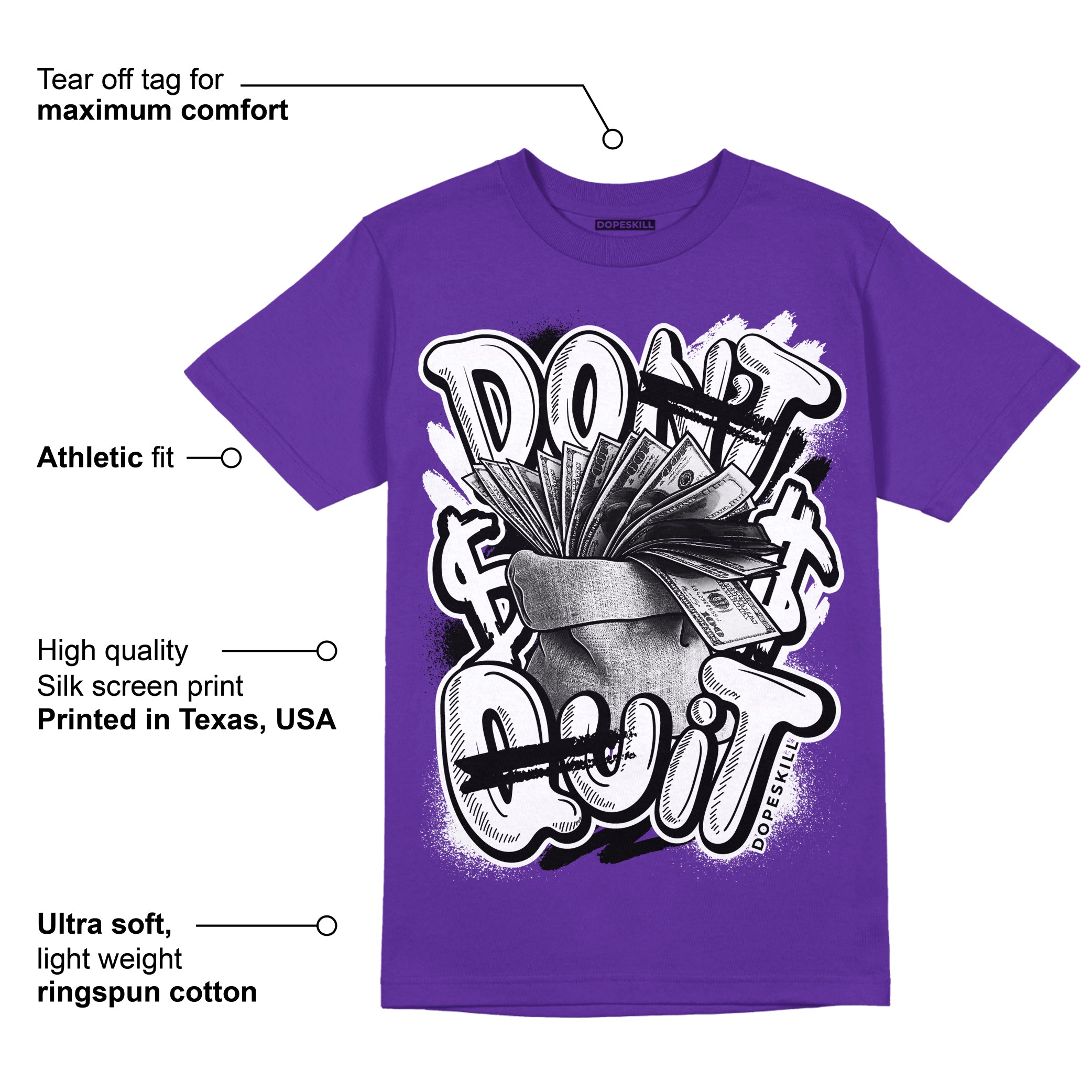 PURPLE Collection superstreetwear Purple T-shirt Don't Quit Graphic