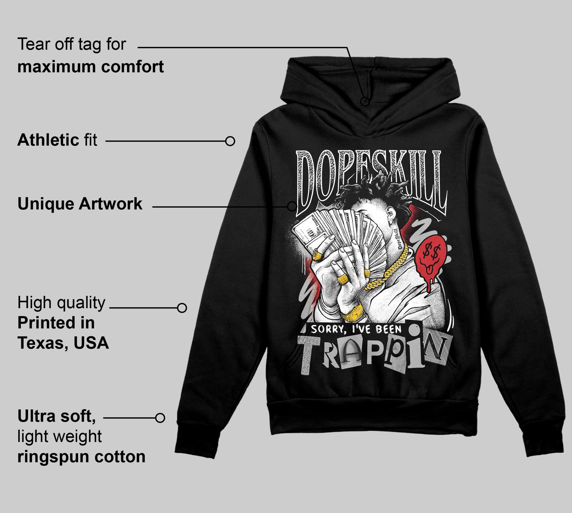 Black Cement 3s superstreetwear Hoodie Sweatshirt Sorry I've Been Trappin Graphic