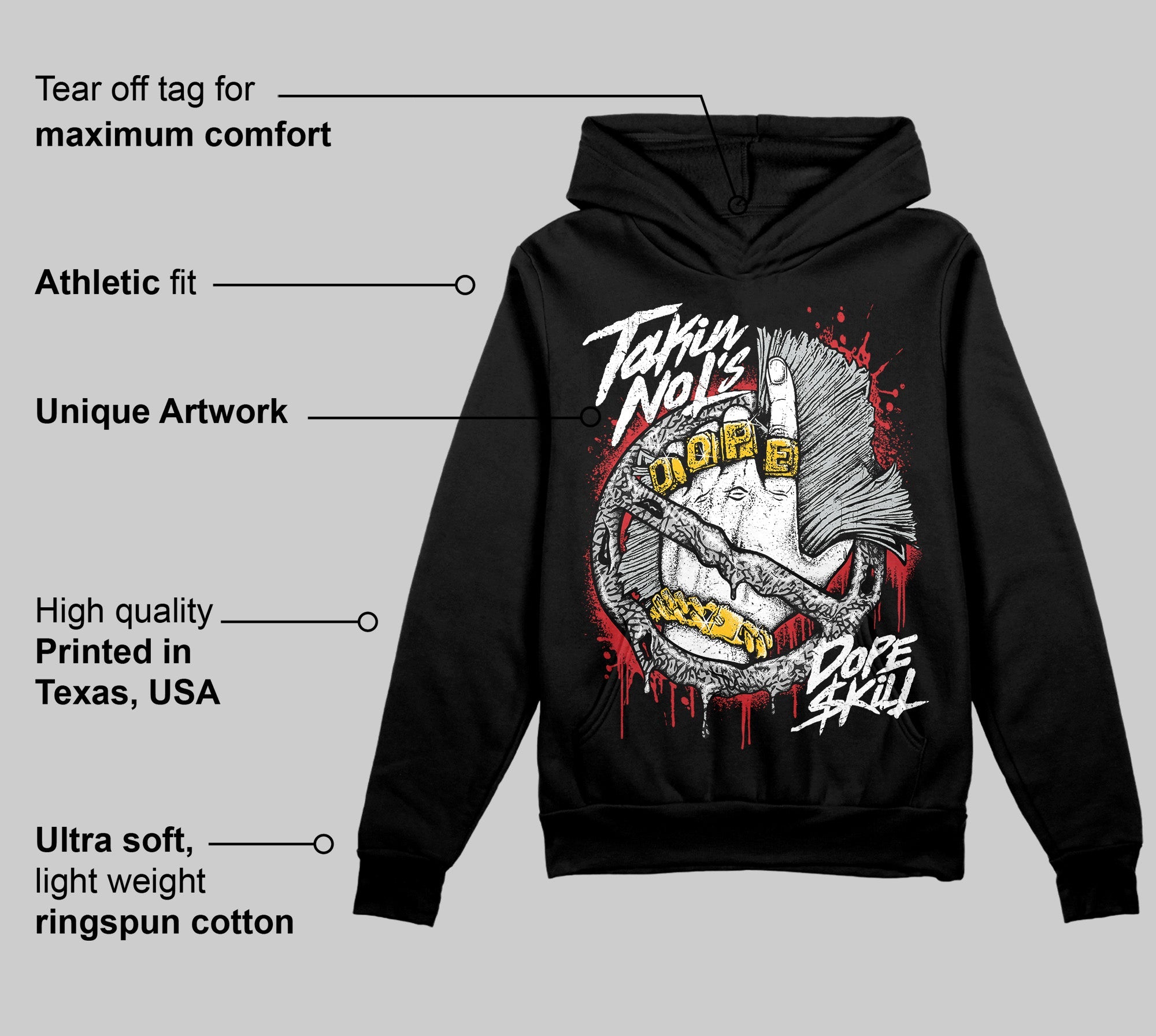 Black Cement 3s superstreetwear Hoodie Sweatshirt Takin No L's Graphic