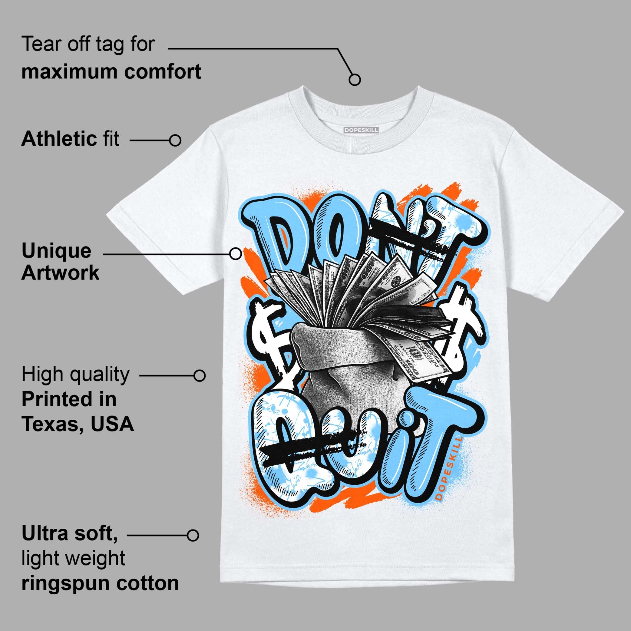 Dunk Low Futura University Blue superstreetwear T-Shirt Don't Quit Graphic