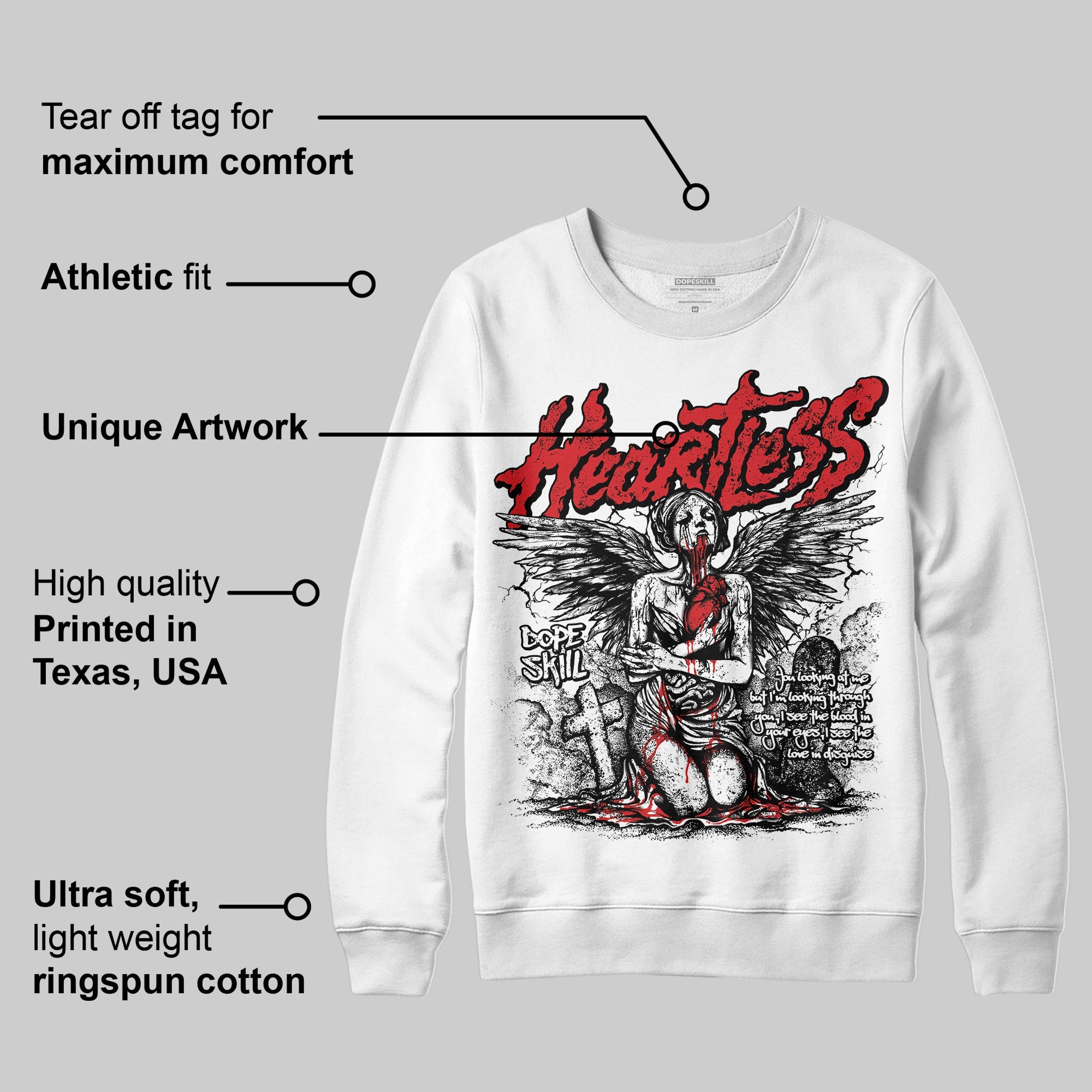 Fire Red 3s superstreetwear Sweatshirt Heartless Graphic