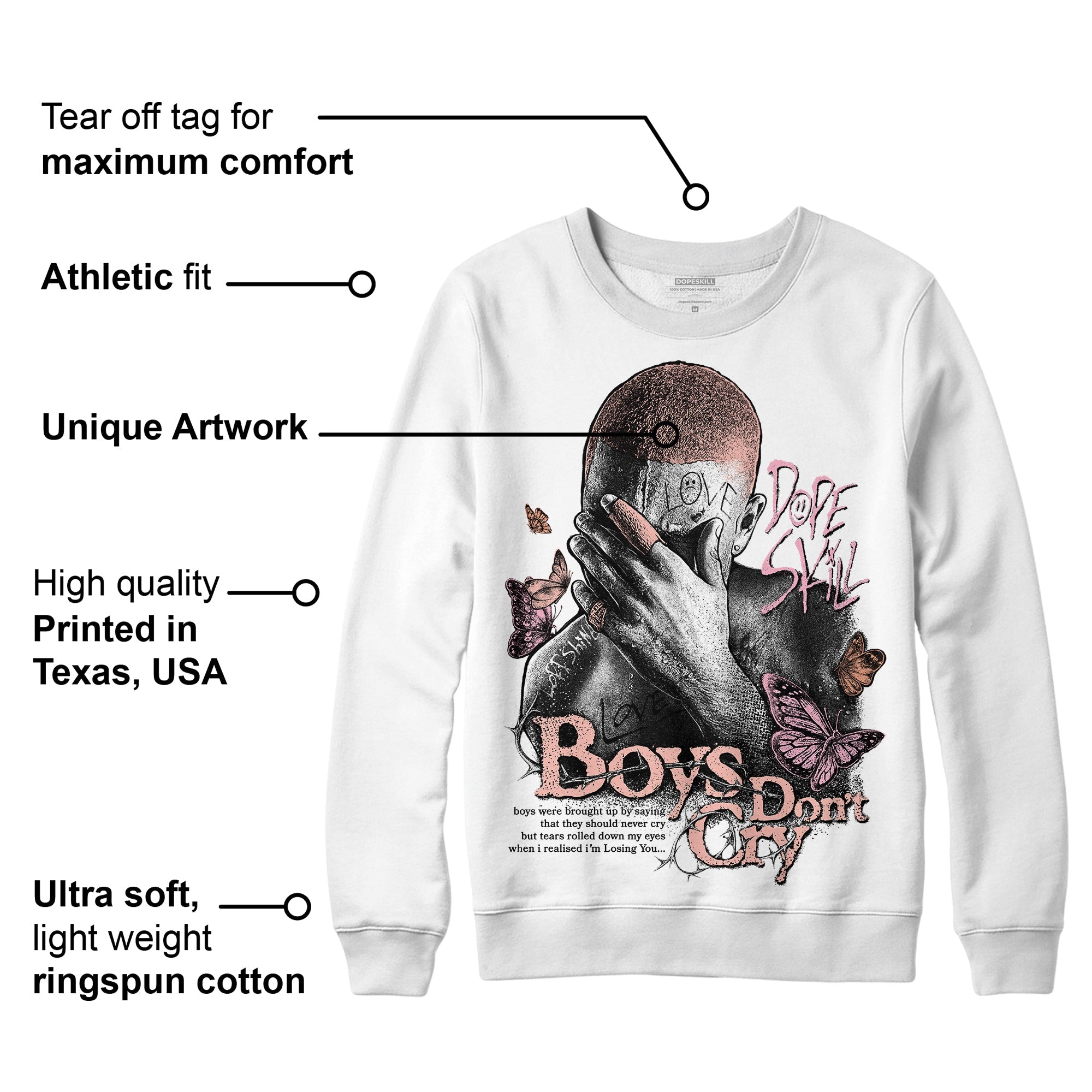 Legend Pink 11s superstreetwear Sweatshirt Boys Don't Cry Graphic