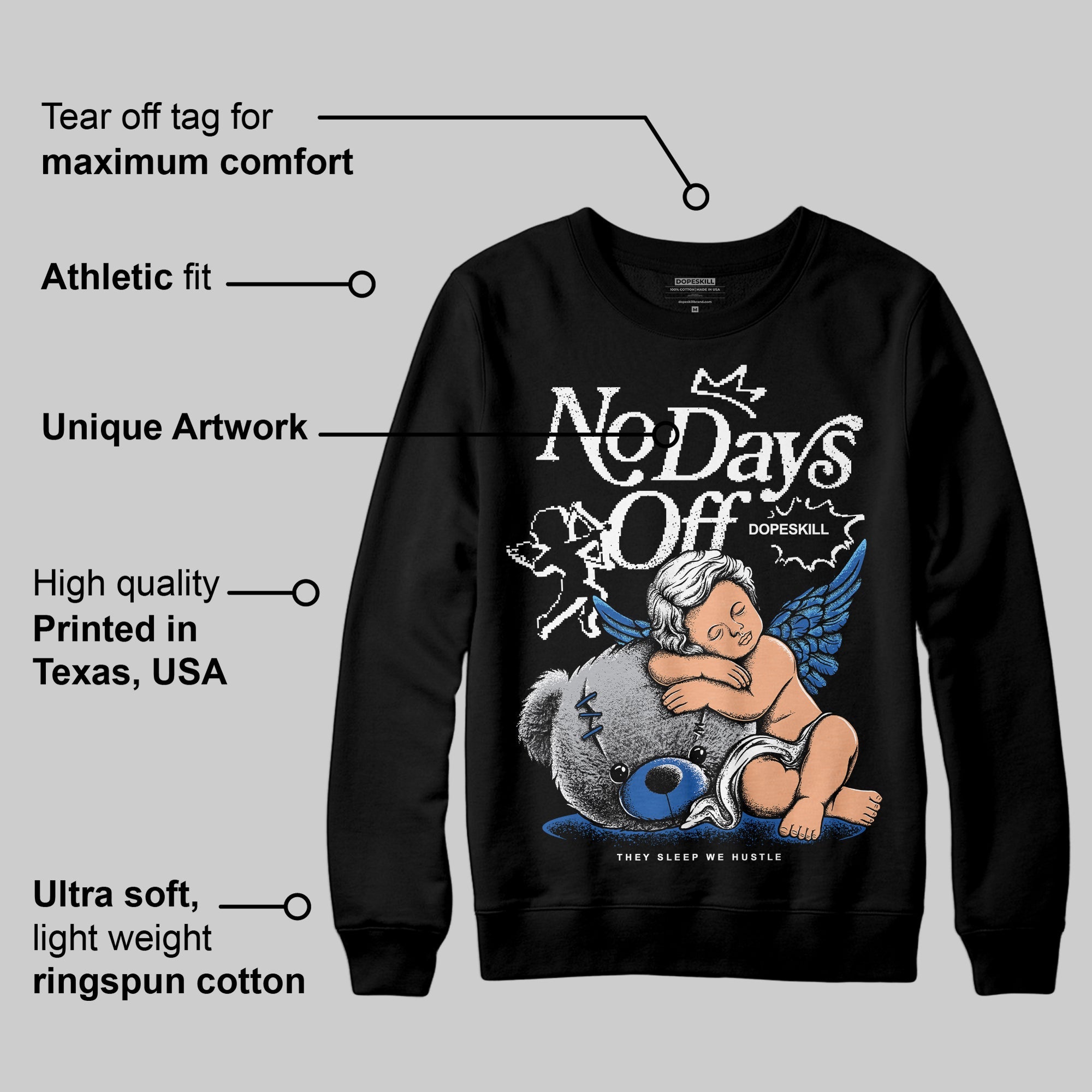 Blueberry 12s superstreetwear Sweatshirt New No Days Off Graphic