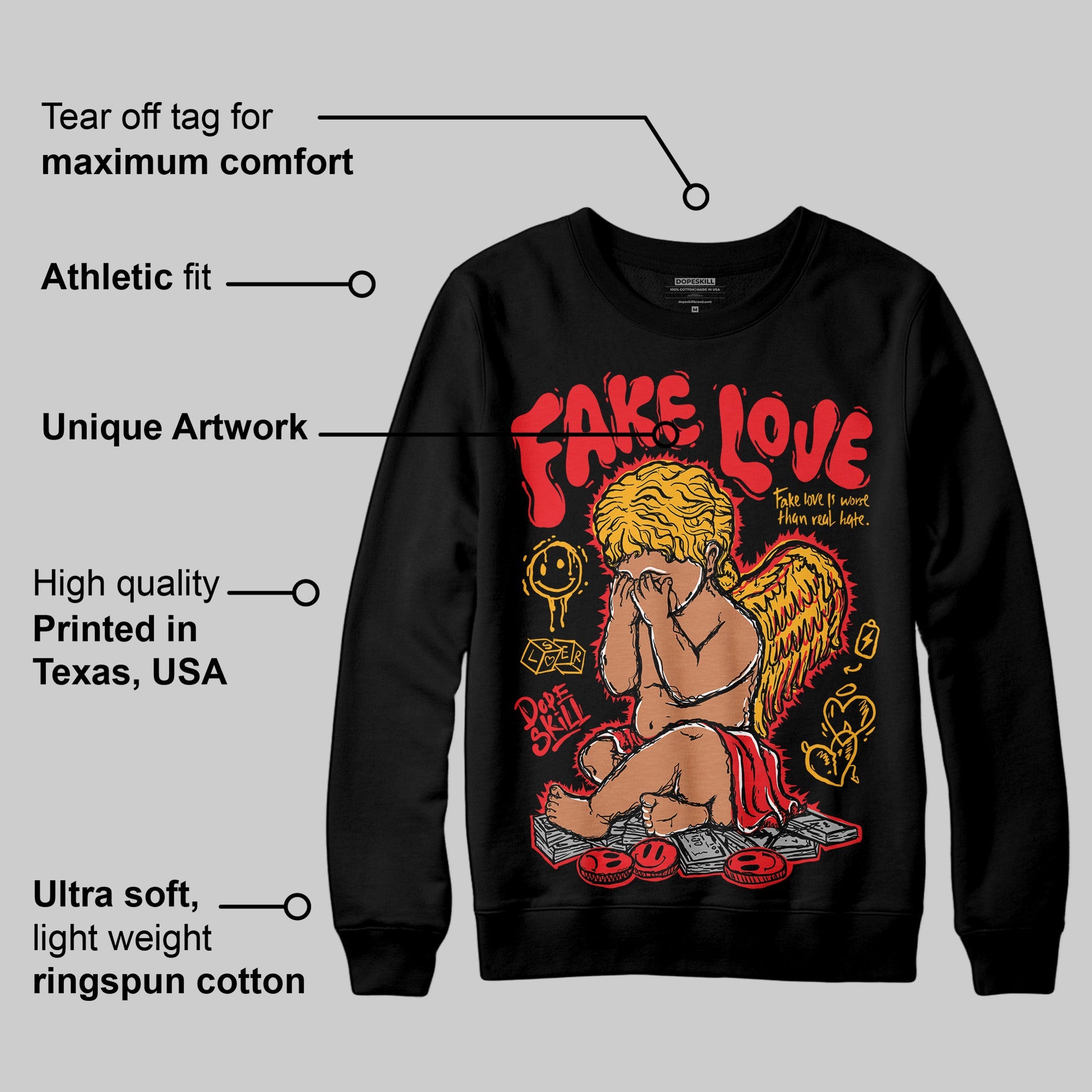 Red Collection superstreetwear Sweatshirt False Love Graphic