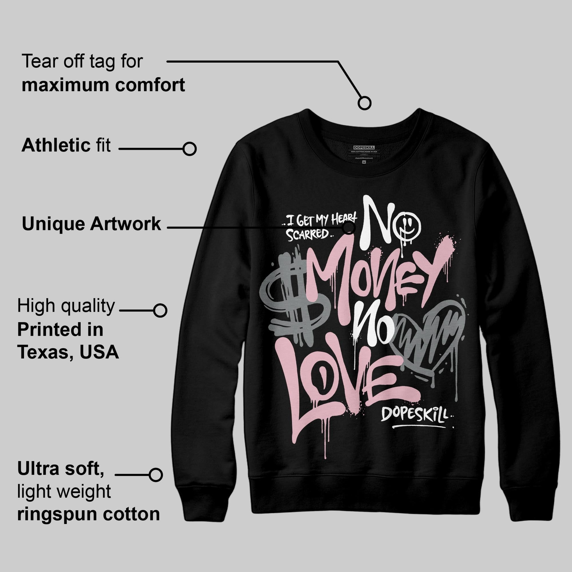 Max 95 OG ¡°Pink Foam¡± superstreetwear Sweatshirt No Money No Love Typo Graphic