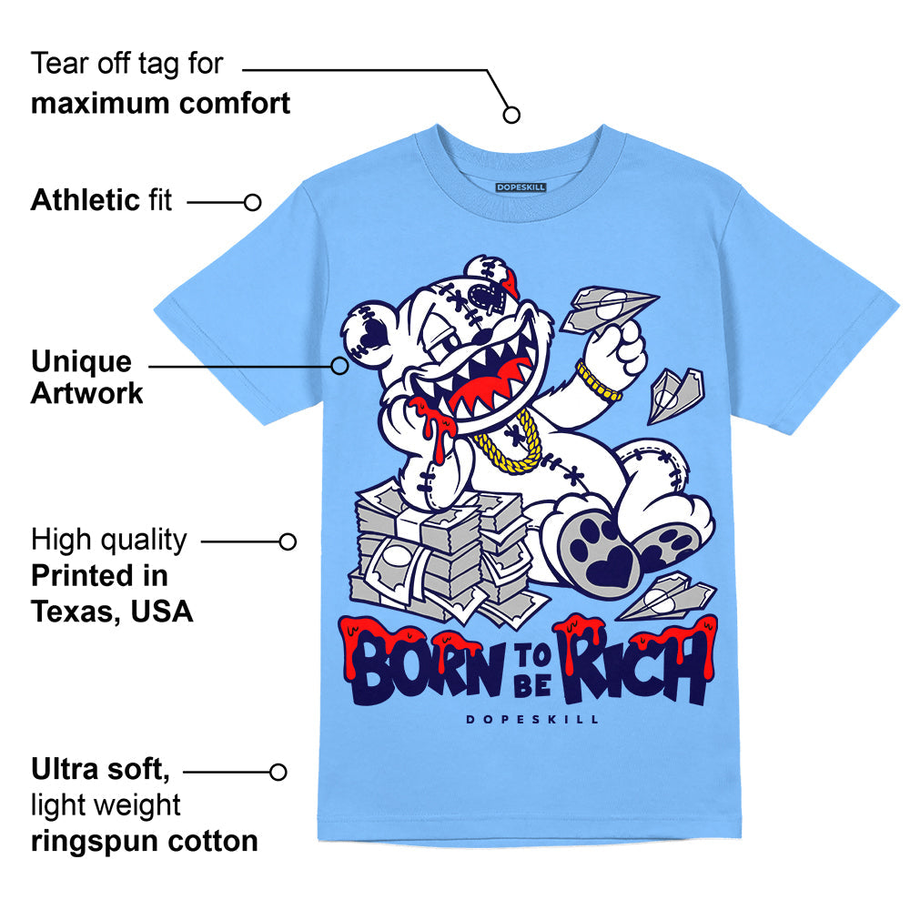 Powder Blue 9s superstreetwear Sky Blue T-shirt Born To Be Rich Graphic