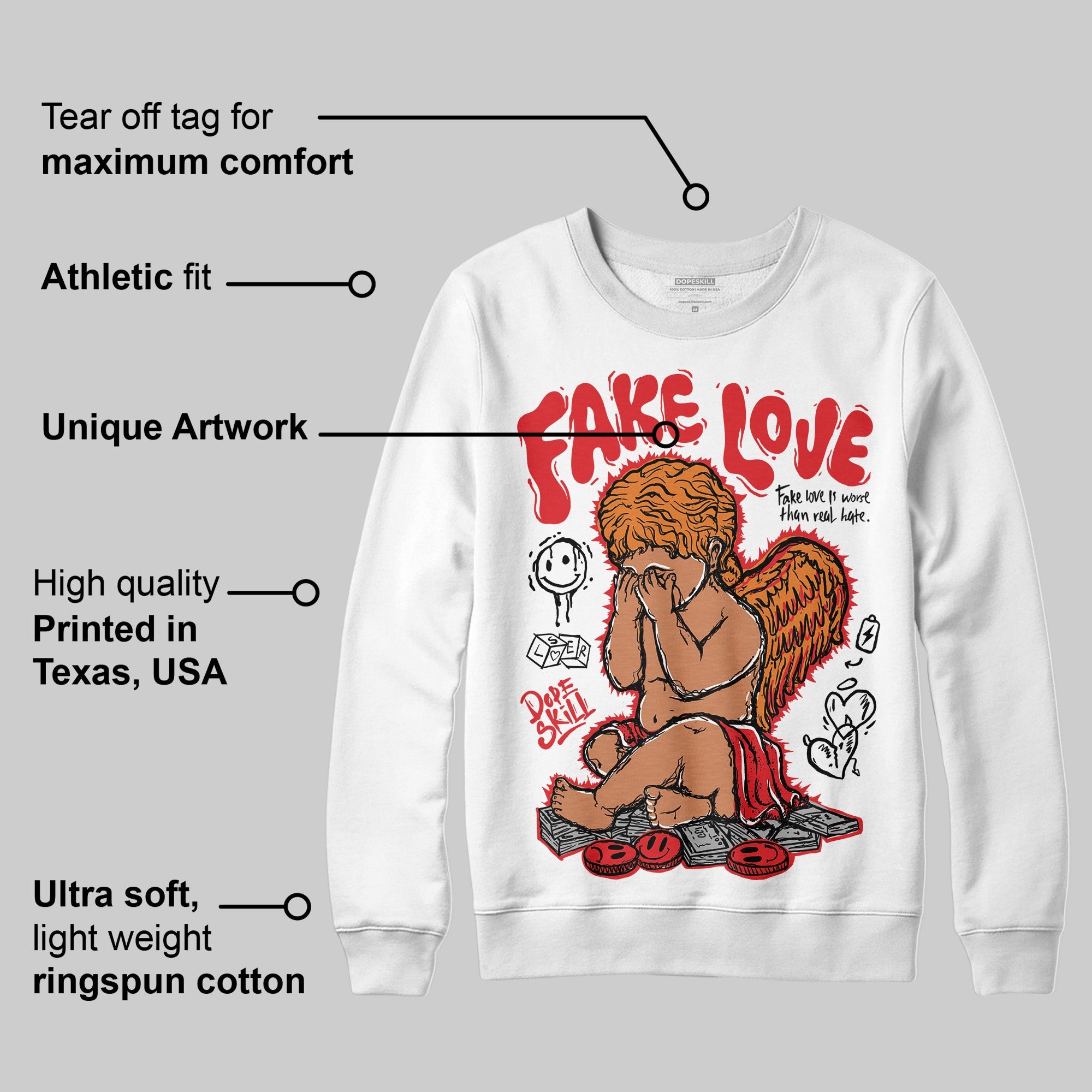 Red Cement 4S superstreetwear Sweatshirt False Love Graphic