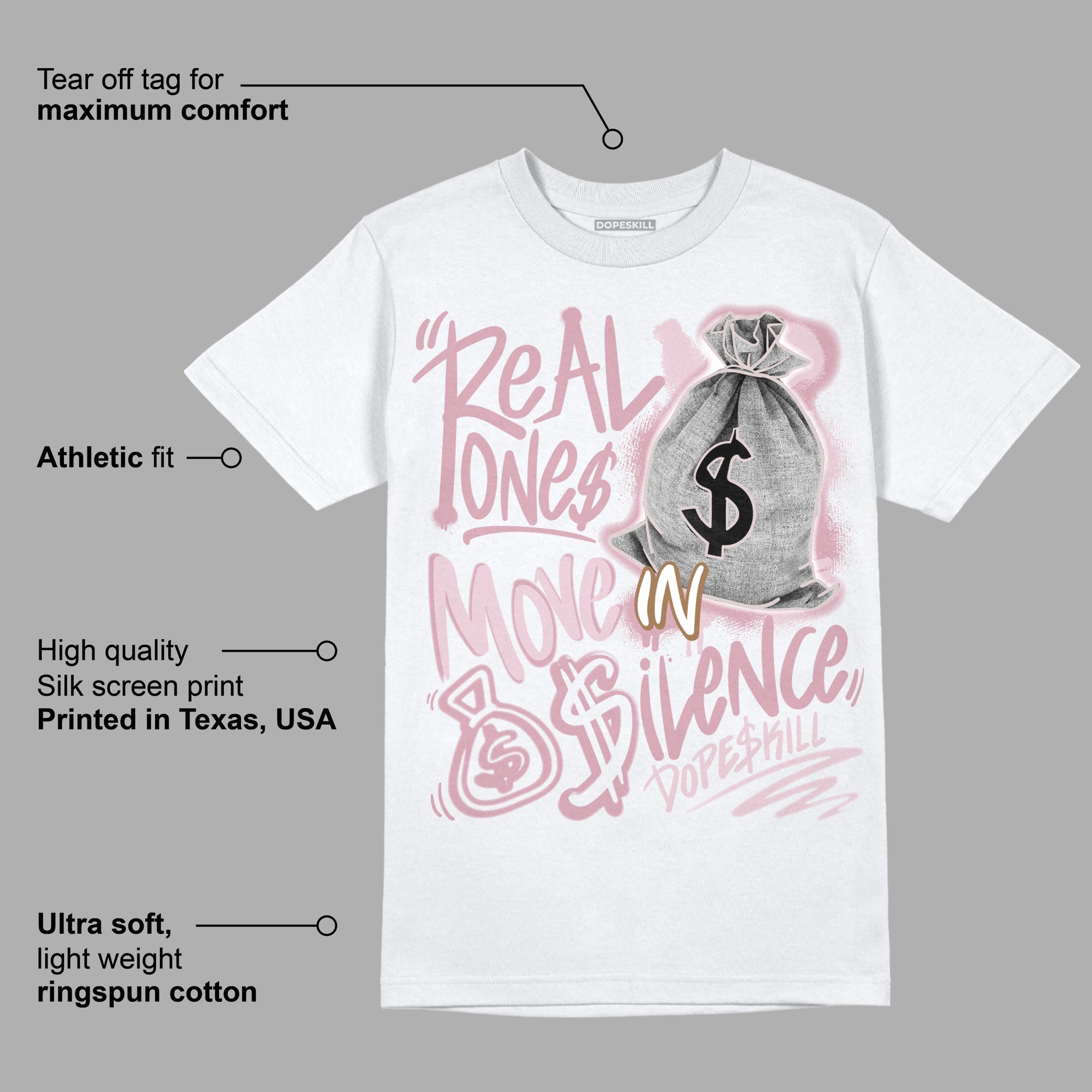 Dunk Low Teddy Bear Pink superstreetwear T-Shirt Real Ones Move In Silence Graphic