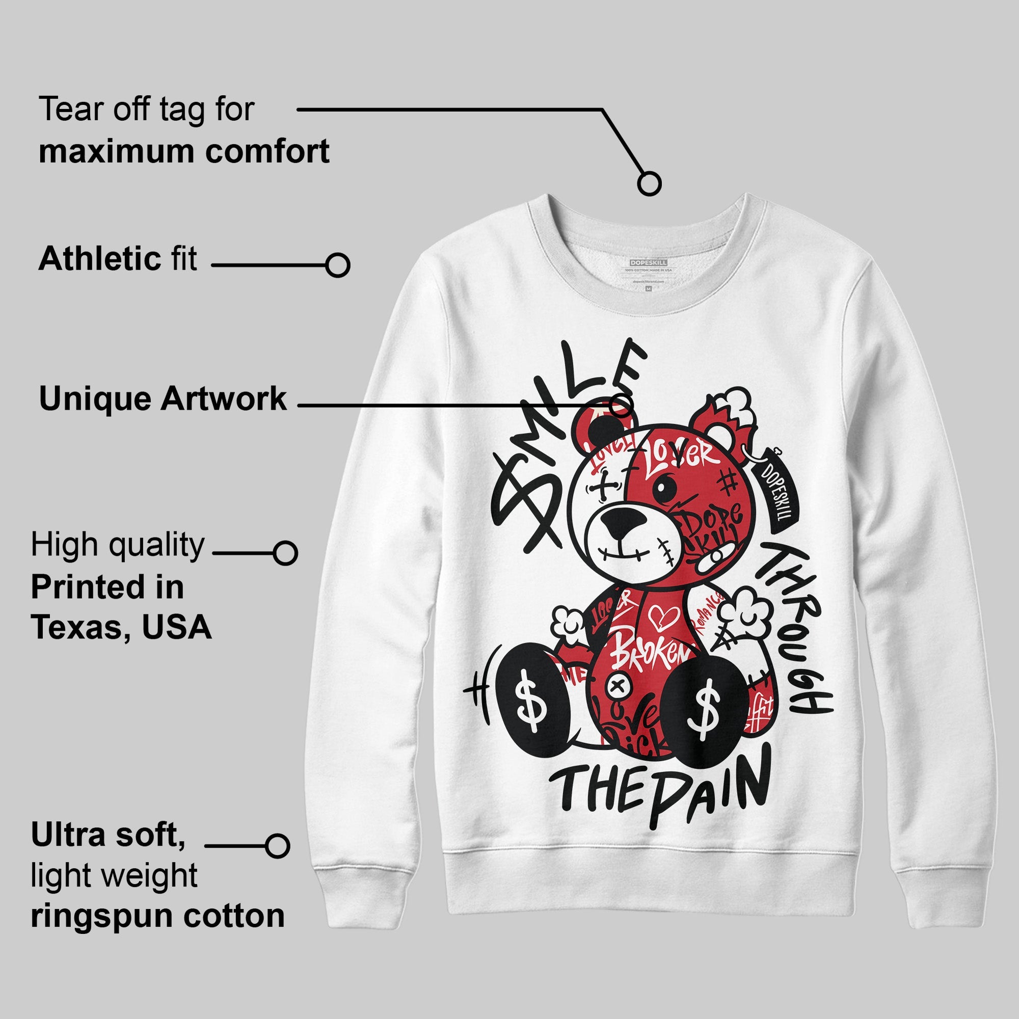 Bred 11s superstreetwear Sweatshirt Smile Through The Pain Graphic