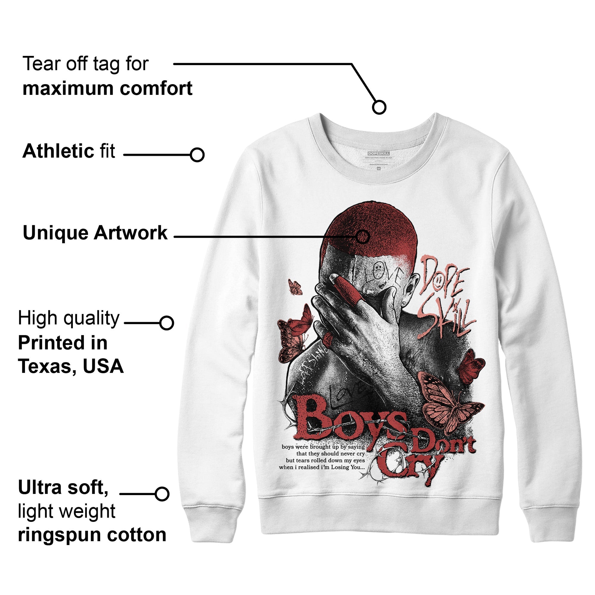 Dune Red 13s superstreetwear Sweatshirt Boys Don't Cry Graphic