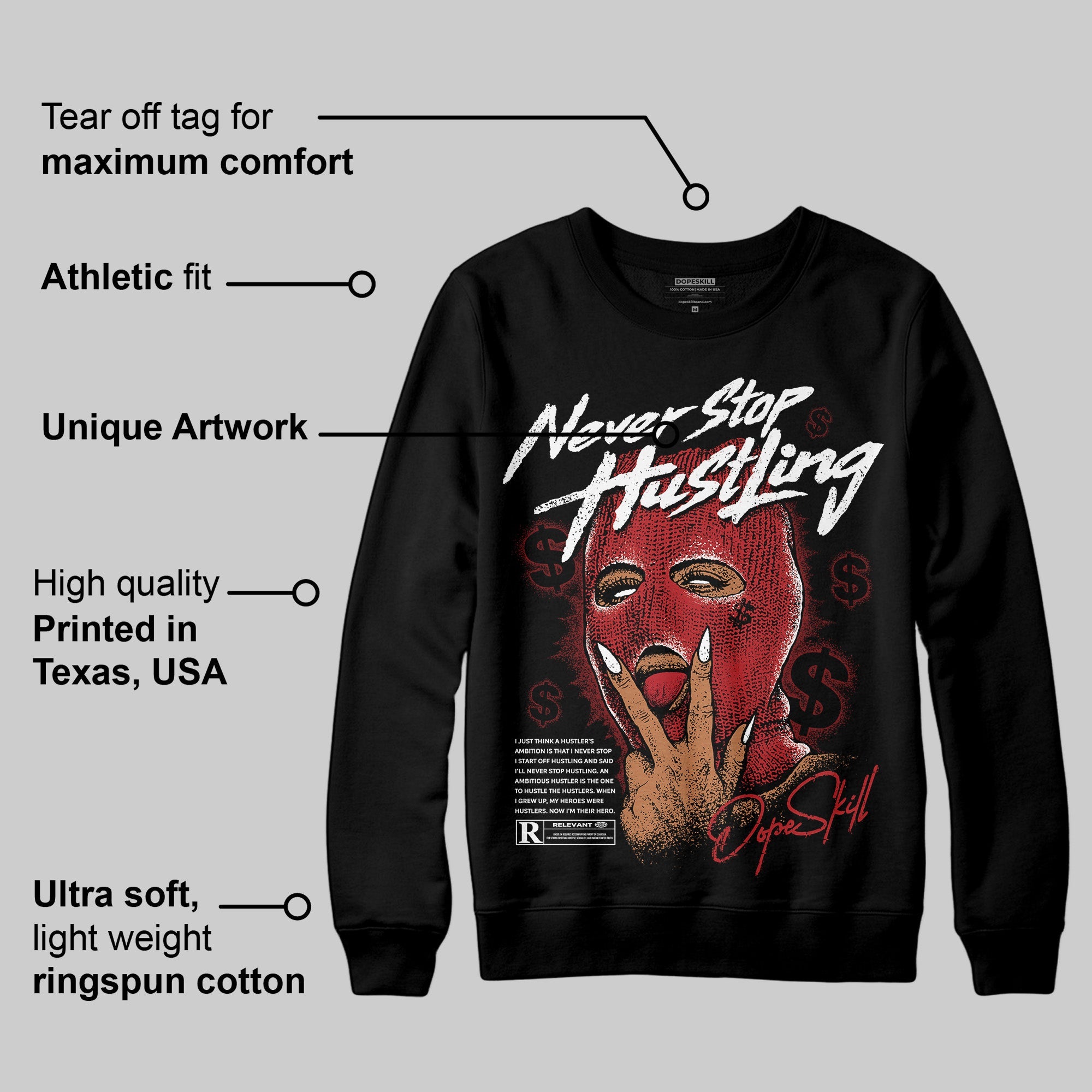 Flu Game 12s superstreetwear Sweatshirt Never Stop Hustling Graphic