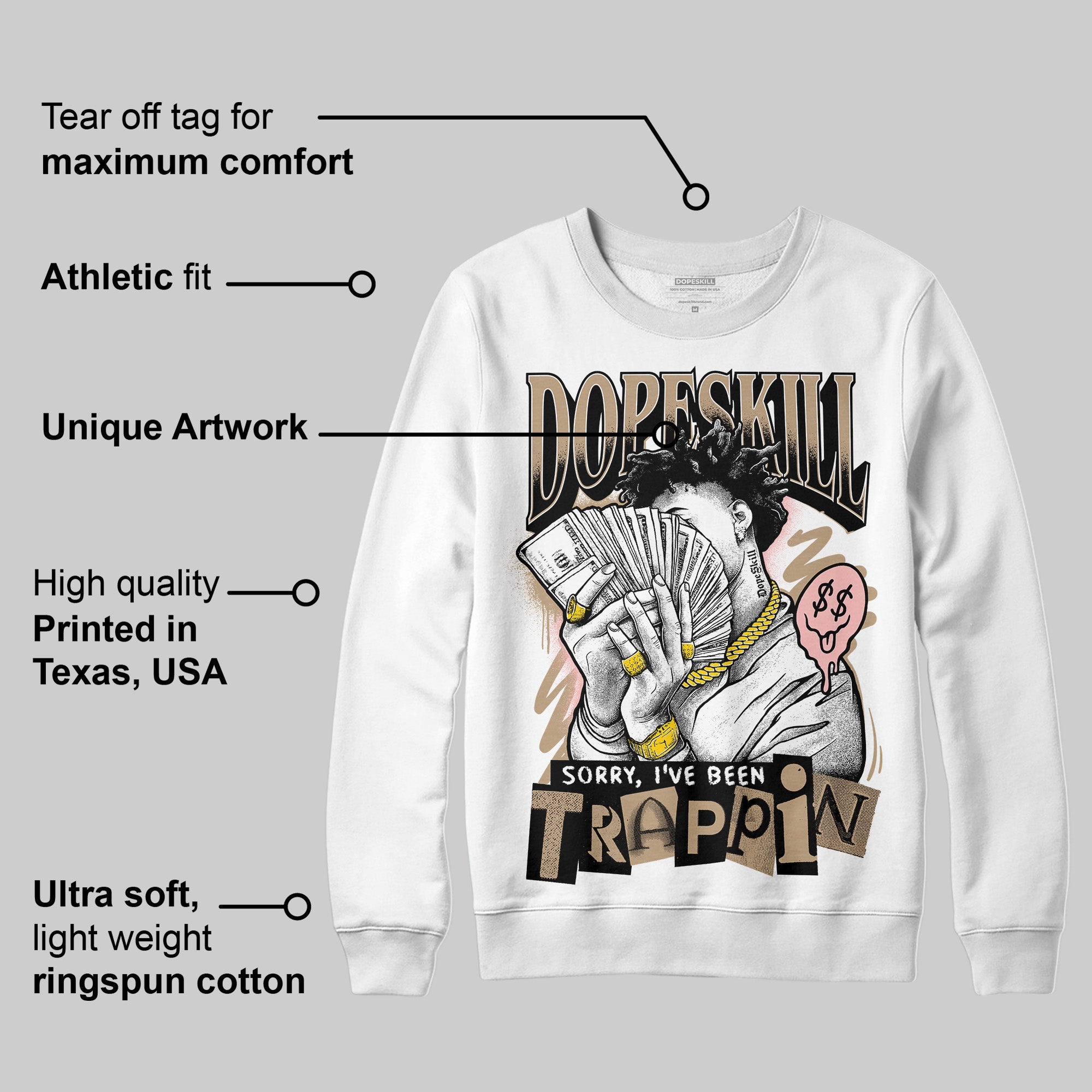 AIR FORCE 1 LINEN superstreetwear Sweatshirt Sorry I've Been Trappin Graphic