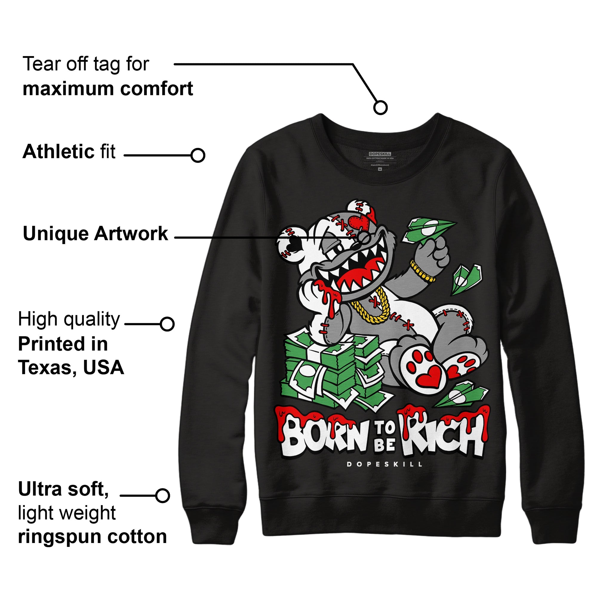Dunk Panda White Black superstreetwear Sweatshirt Born To Be Rich Graphic