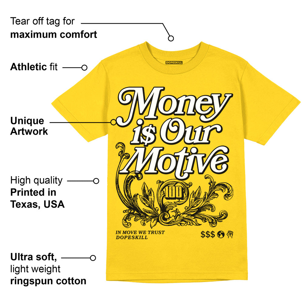 Yellow Ochre 6s superstreetwear Yellow T-shirt Money Is Our Motive Typo Graphic