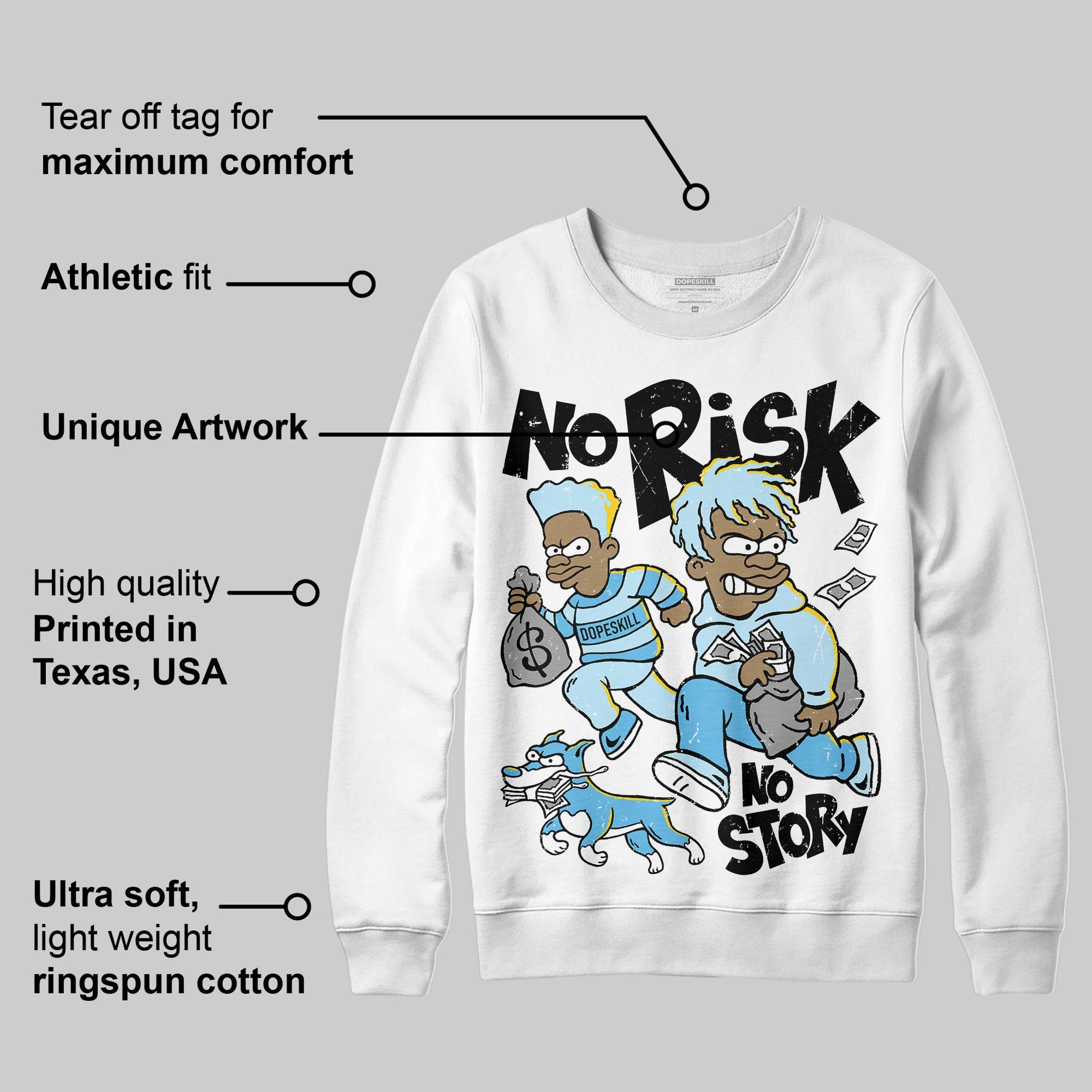 Legend Blue 11s superstreetwear Sweatshirt No Risk No Story Graphic