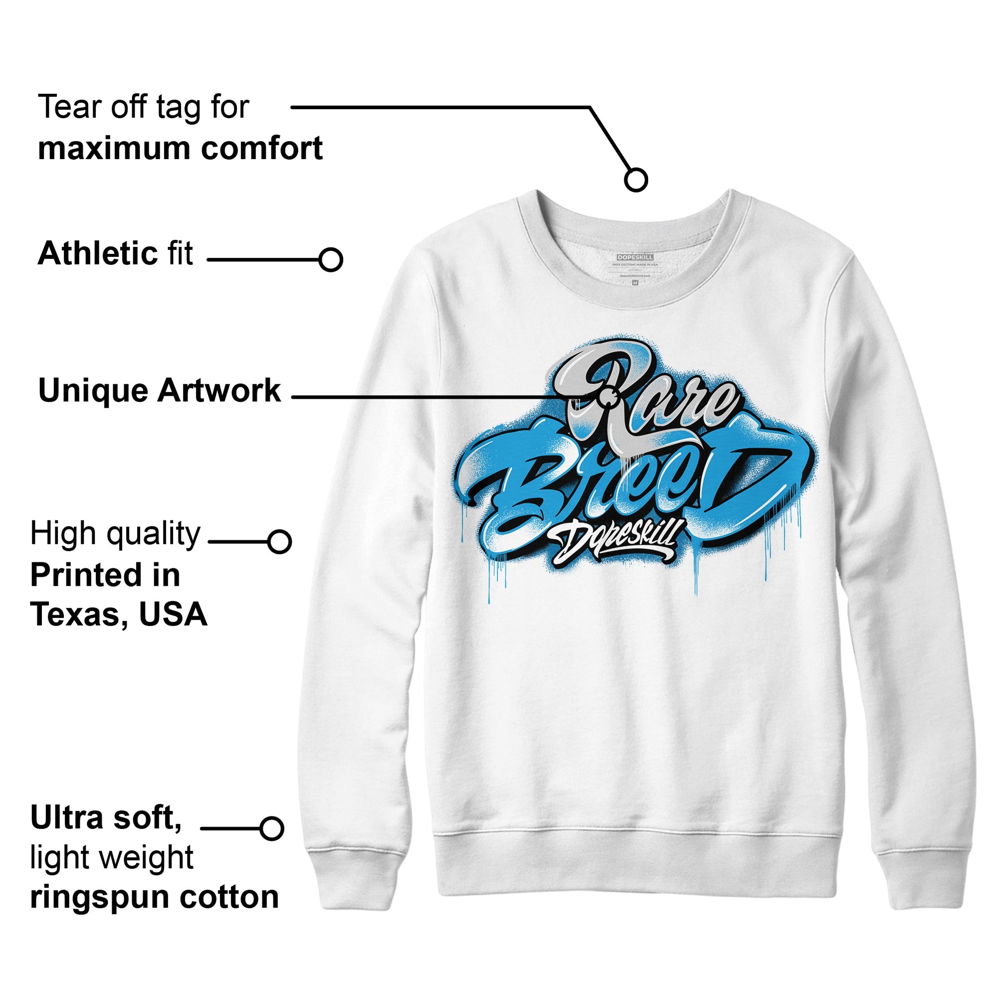 Military Blue 4s superstreetwear Sweatshirt Rare Breed Type Graphic