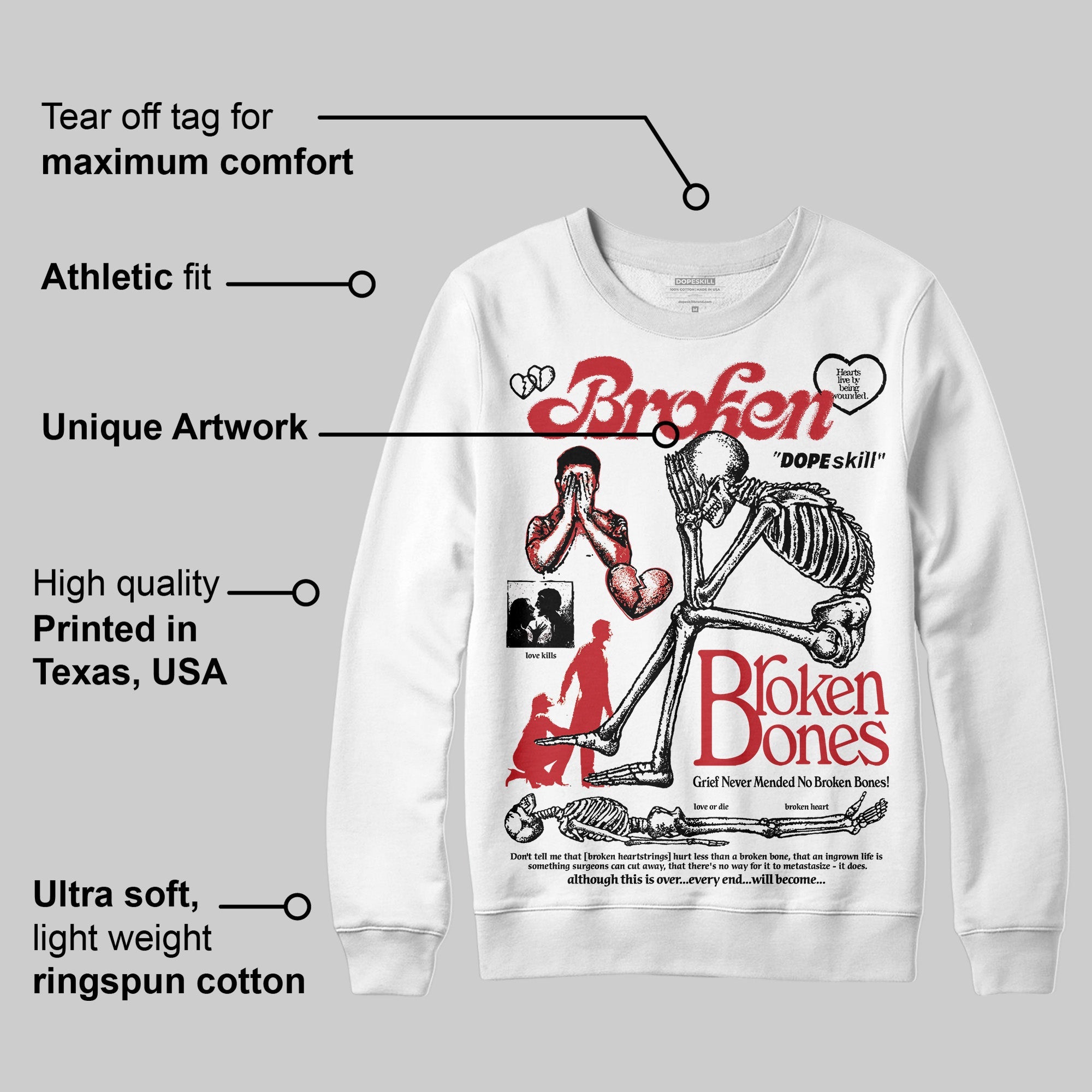 Bred 11s superstreetwear Sweatshirt Broken Bones Graphic