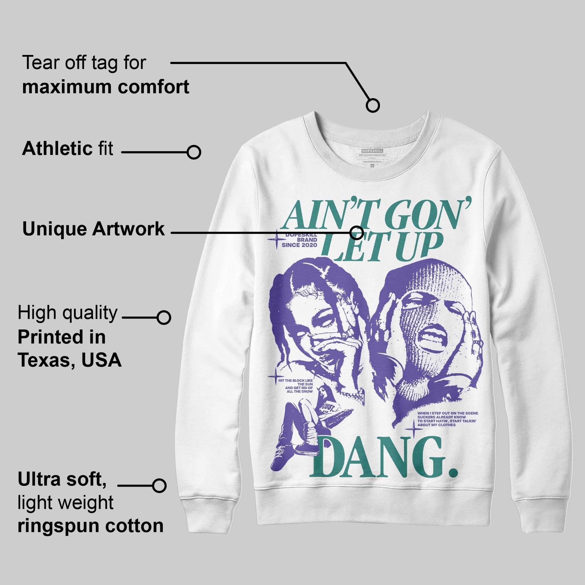 Grape 5s superstreetwear Sweatshirt Ain't Gon' Let Up Graphic