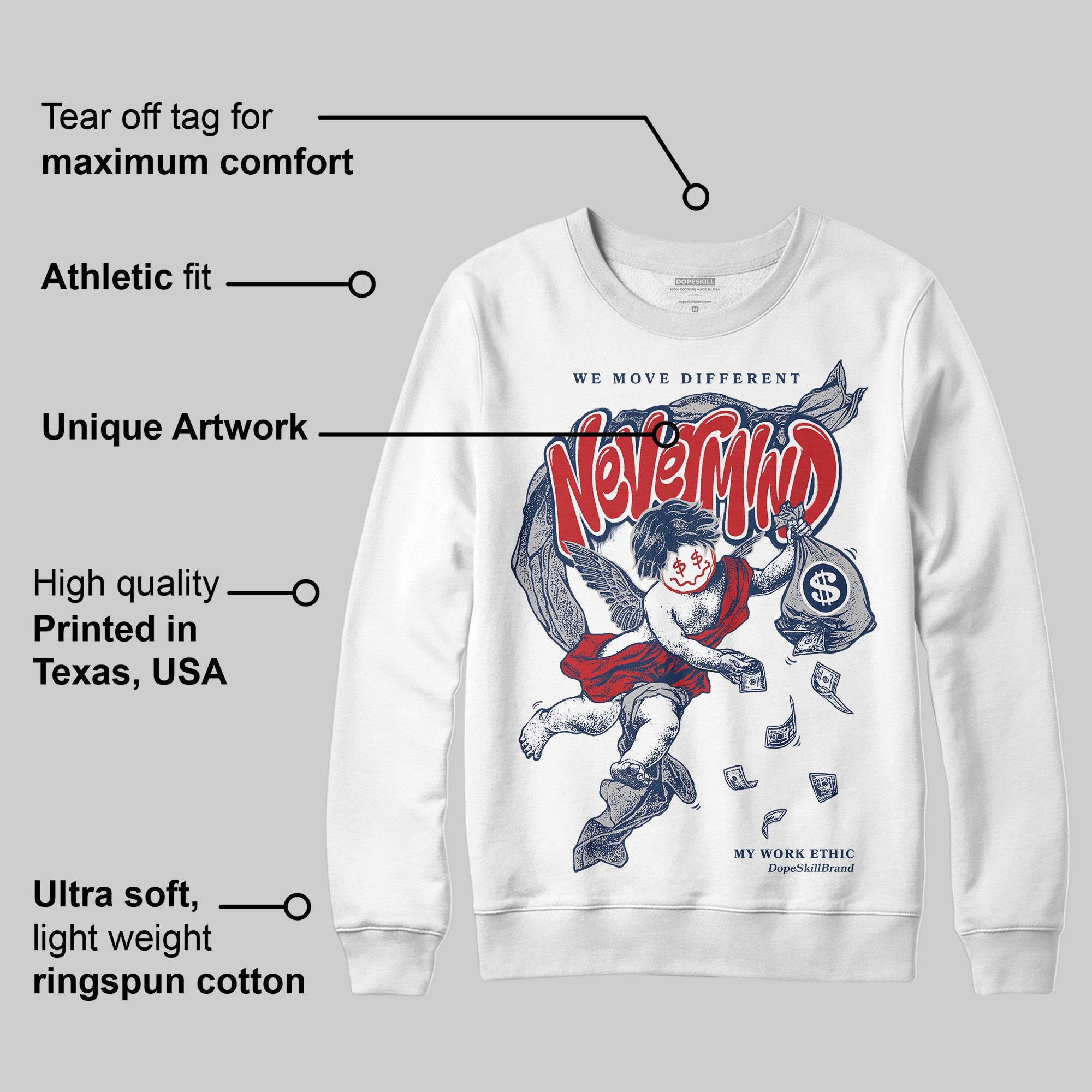 Summit White Navy 4s superstreetwear Sweatshirt Nevermind Graphic