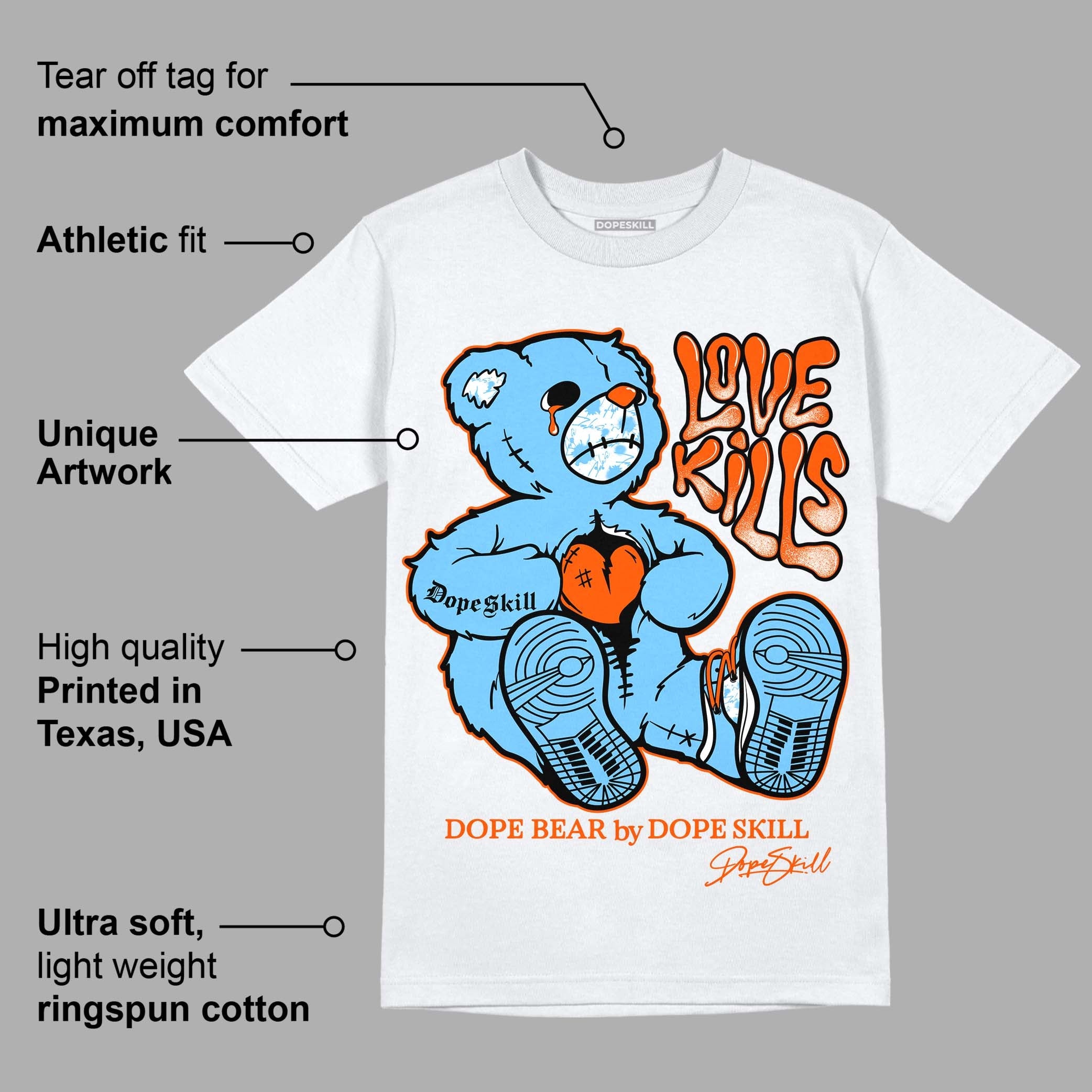Dunk Low Futura University Blue superstreetwear T-Shirt Love Kills Graphic