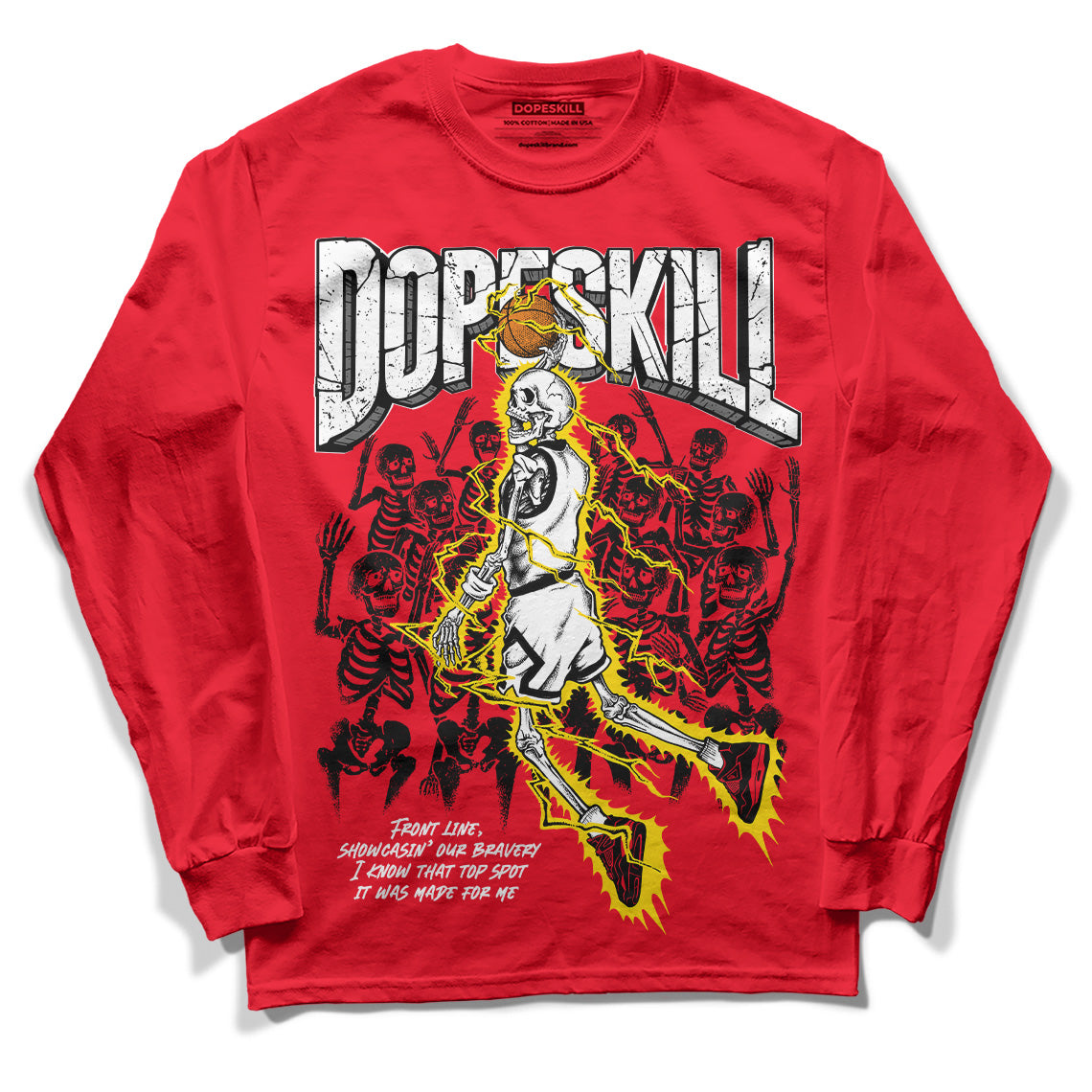 Red Thunder 4s superstreetwear Red Long Sleeve T-Shirt Thunder Dunk Graphic