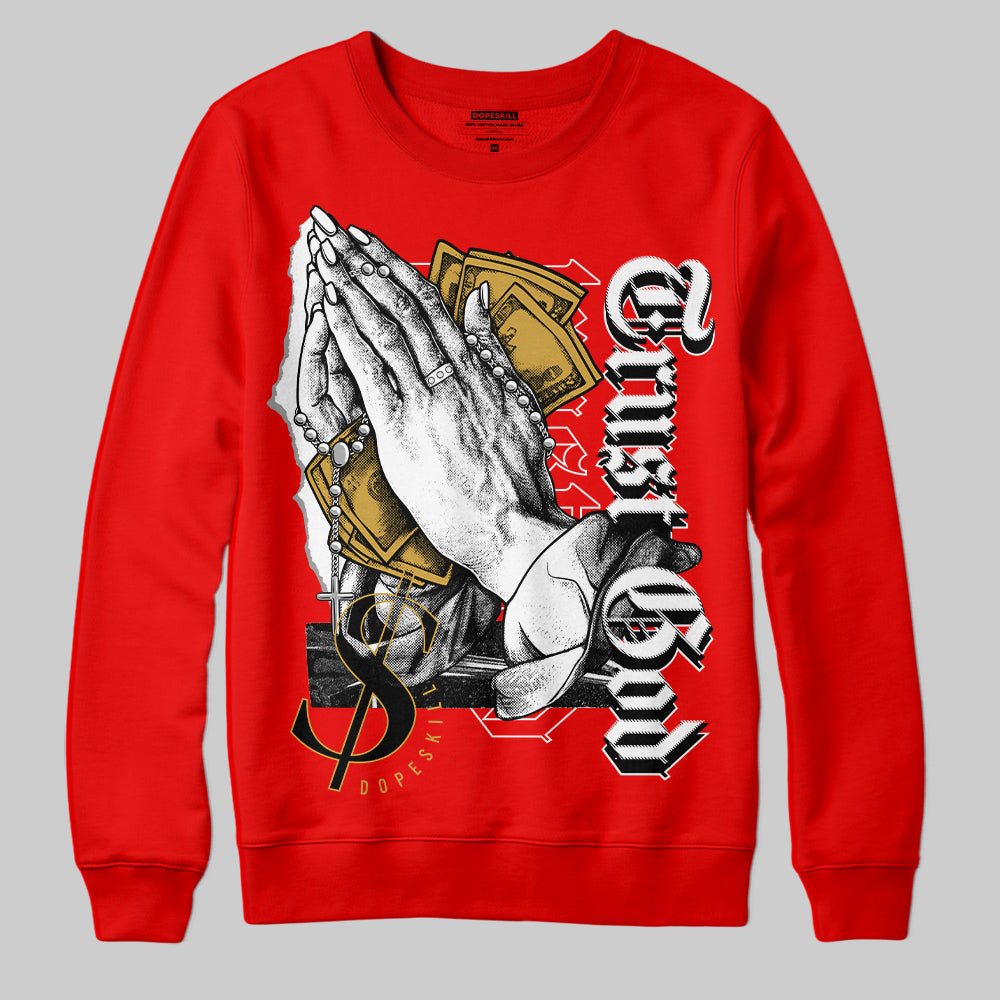 Red Collection superstreetwear Red Sweatshirt Trust God Graphic