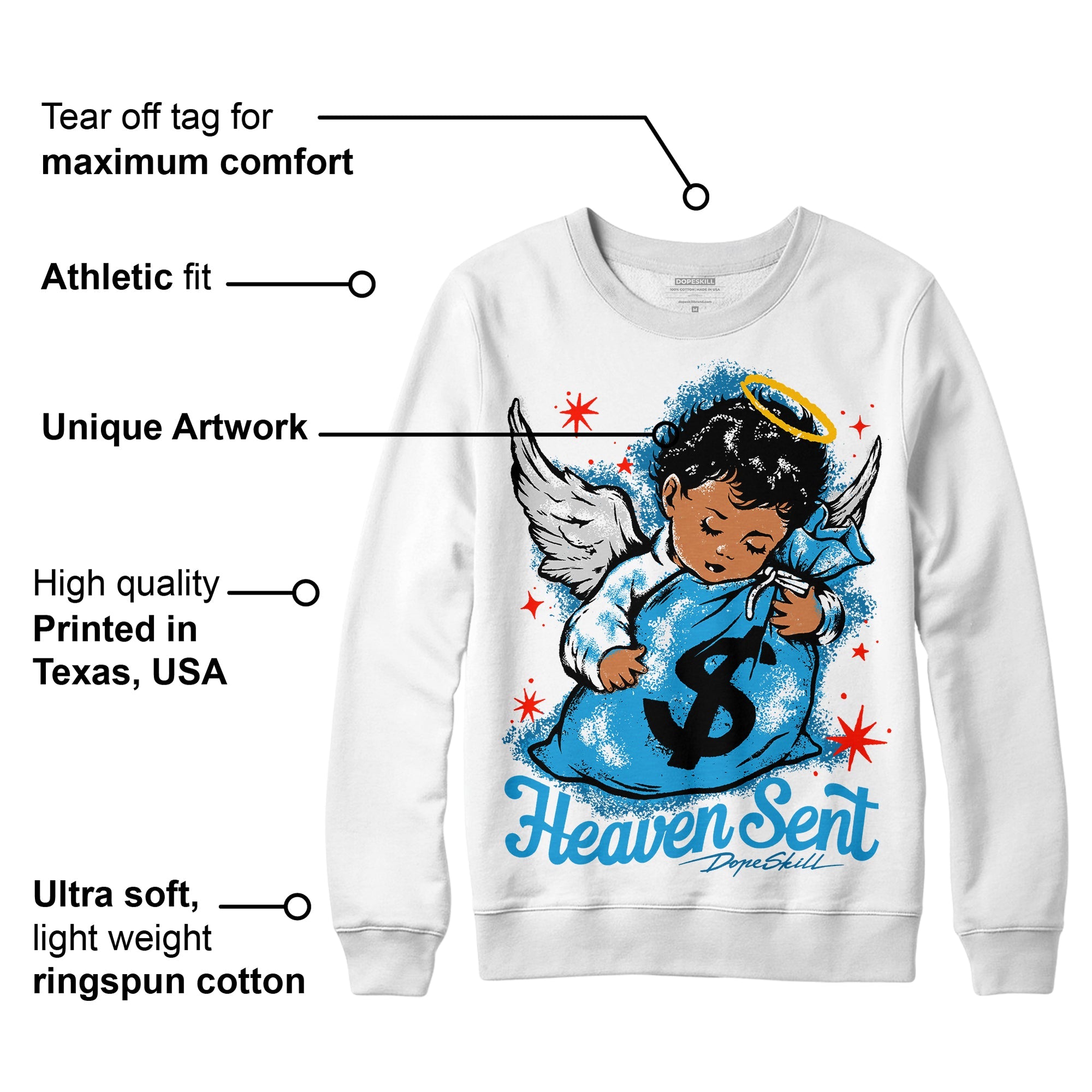Military Blue 4s superstreetwear Sweatshirt Heaven Sent Graphic