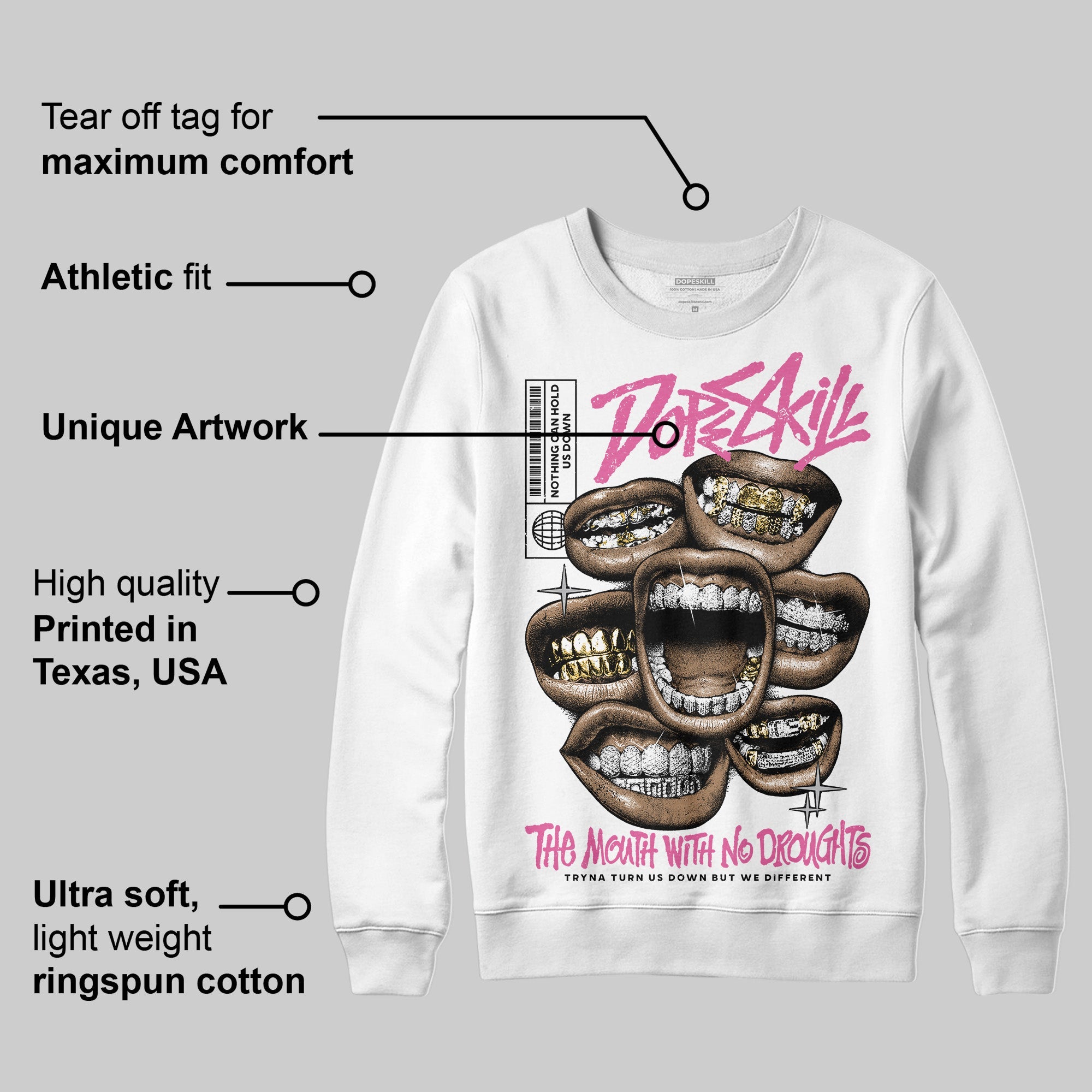 Kayano 14 Cream Sweet Pink superstreetwear Sweatshirt The Mouth With No Droughts Graphic