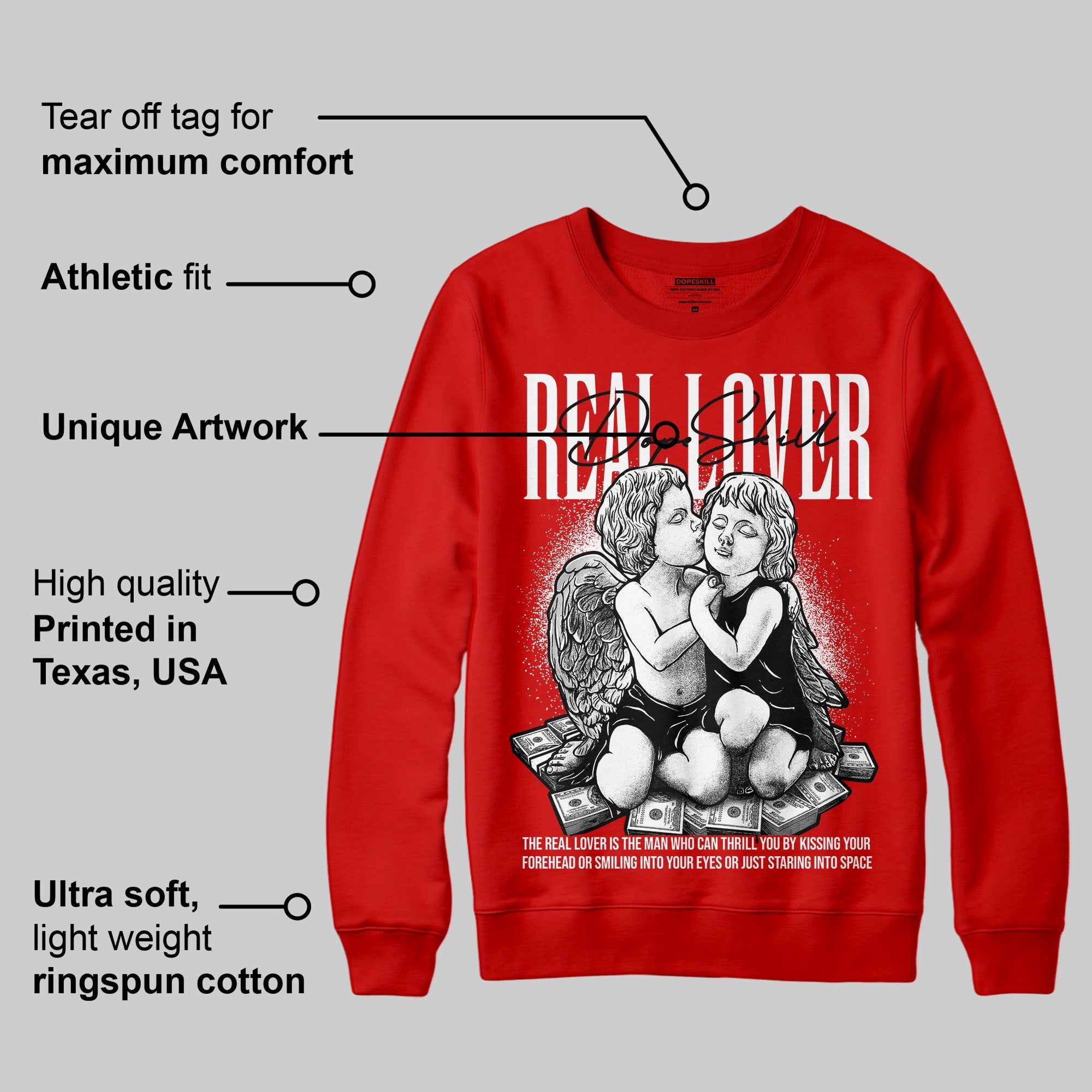 Bred Velvet 11s superstreetwear Red Sweatshirt Real Lover Graphic