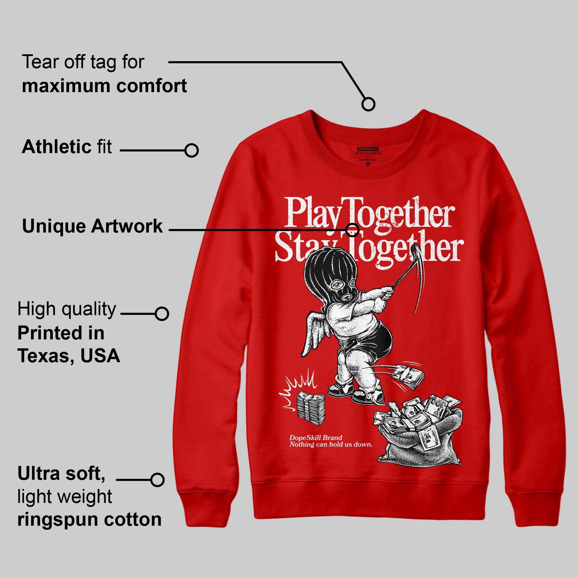 Bred Velvet 11s superstreetwear Red Sweatshirt Play together,Stay together Graphic