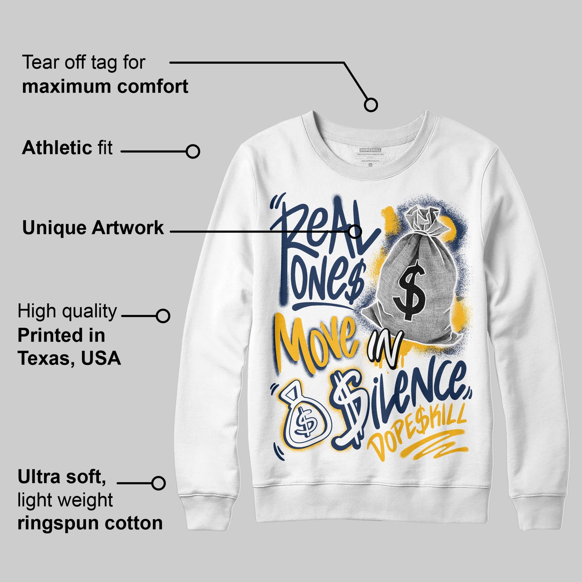 Retro Dunk From Above 4s superstreetwear Sweatshirt Real Ones Move In Silence Graphic