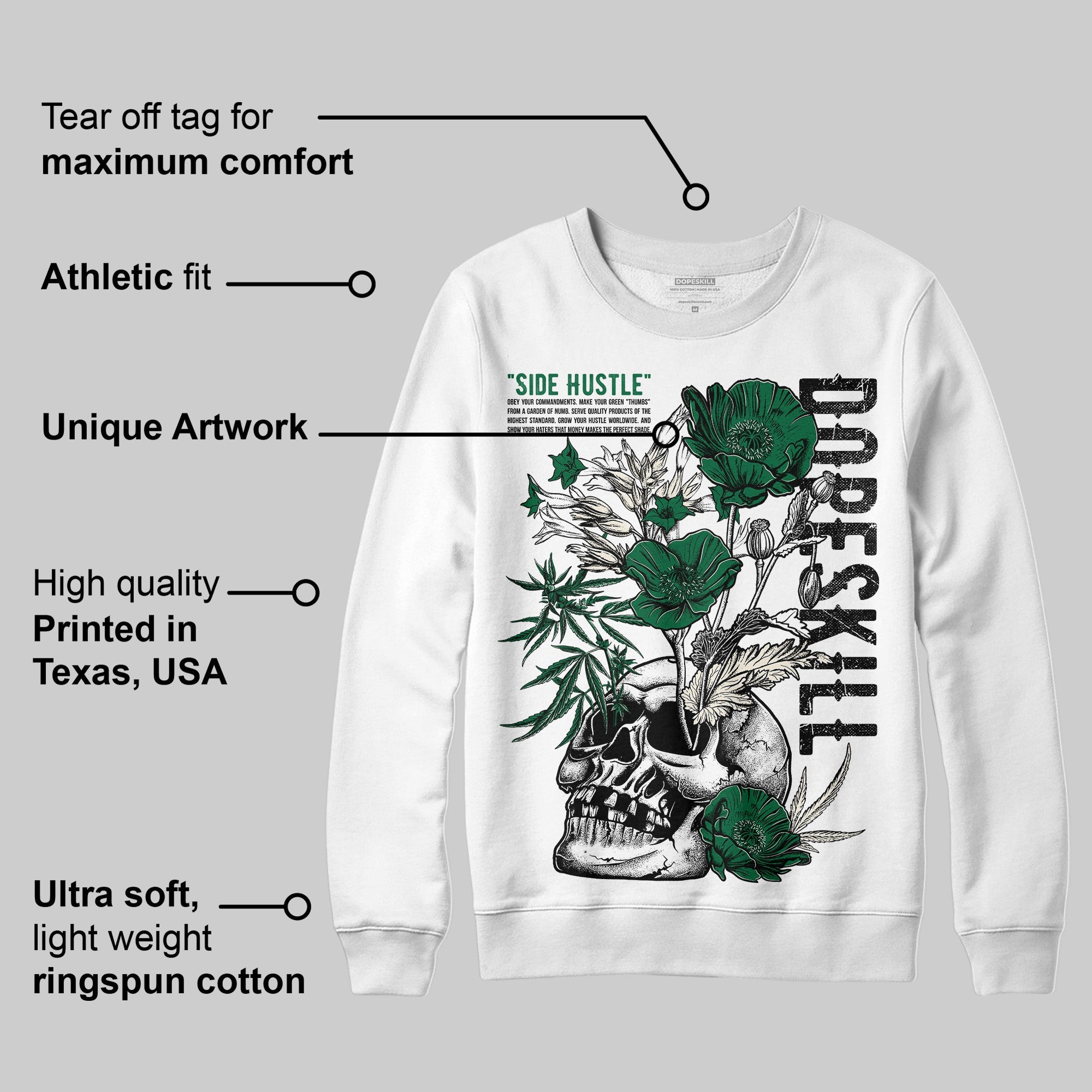 Pine Green 13s superstreetwear Sweatshirt Side Hustle Graphic
