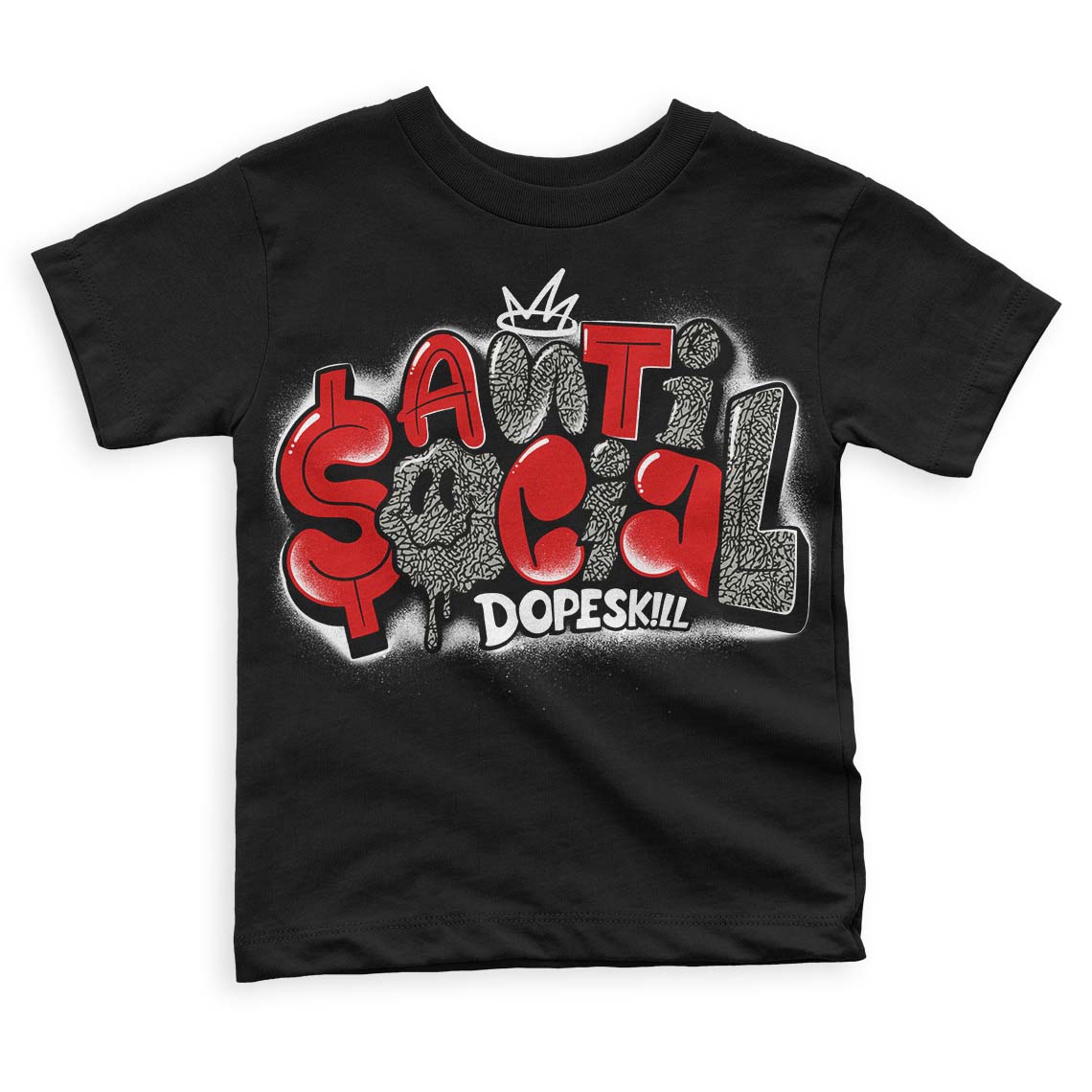 Fire Red 3s superstreetwear Toddler Kids T-shirt Anti Social Graphic
