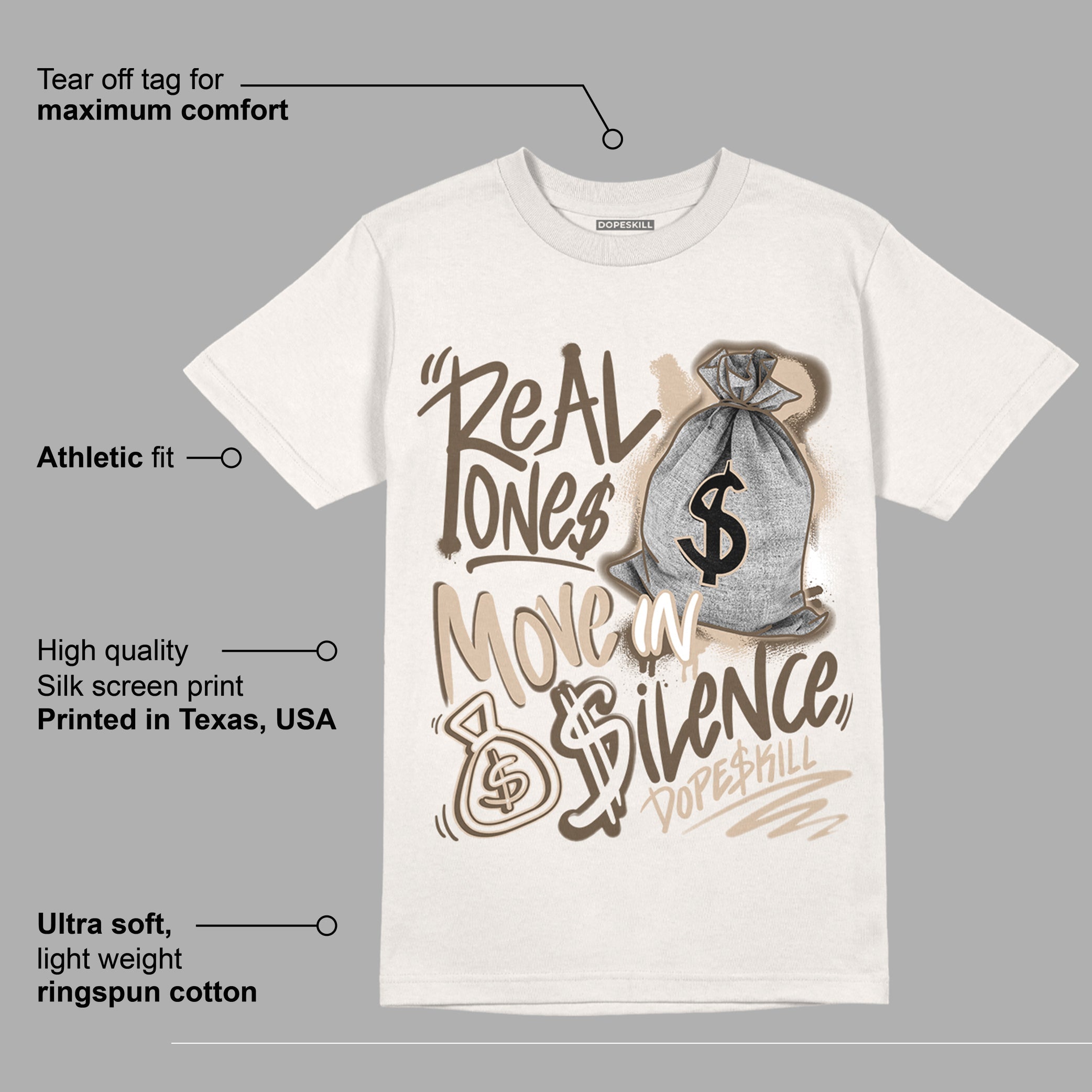 YZ Foam Runner Sand superstreetwear T-shirt Real Ones Move In Silence Graphic