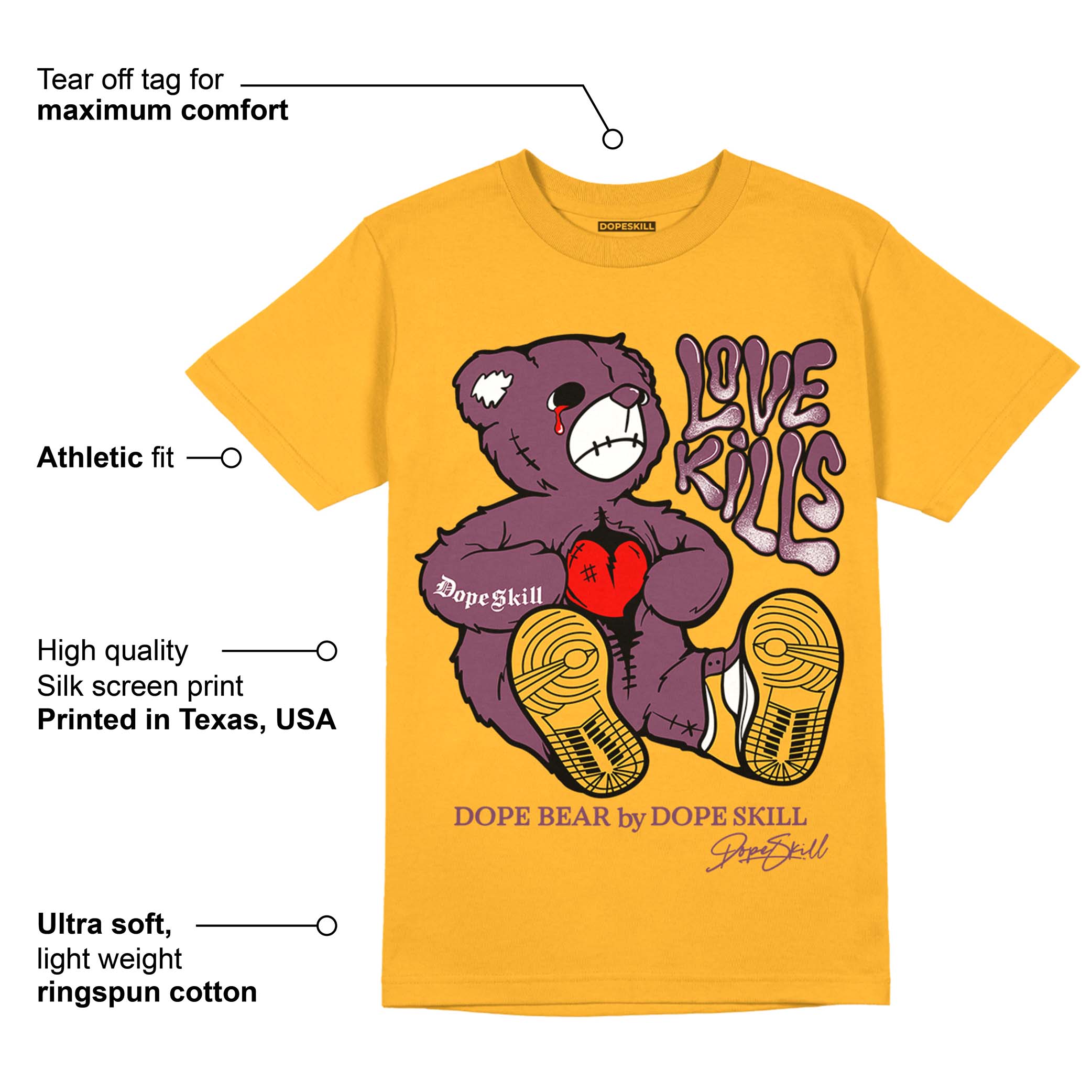 Brotherhood 1s High OG superstreetwear University Gold T-shirt Love Kills Graphic