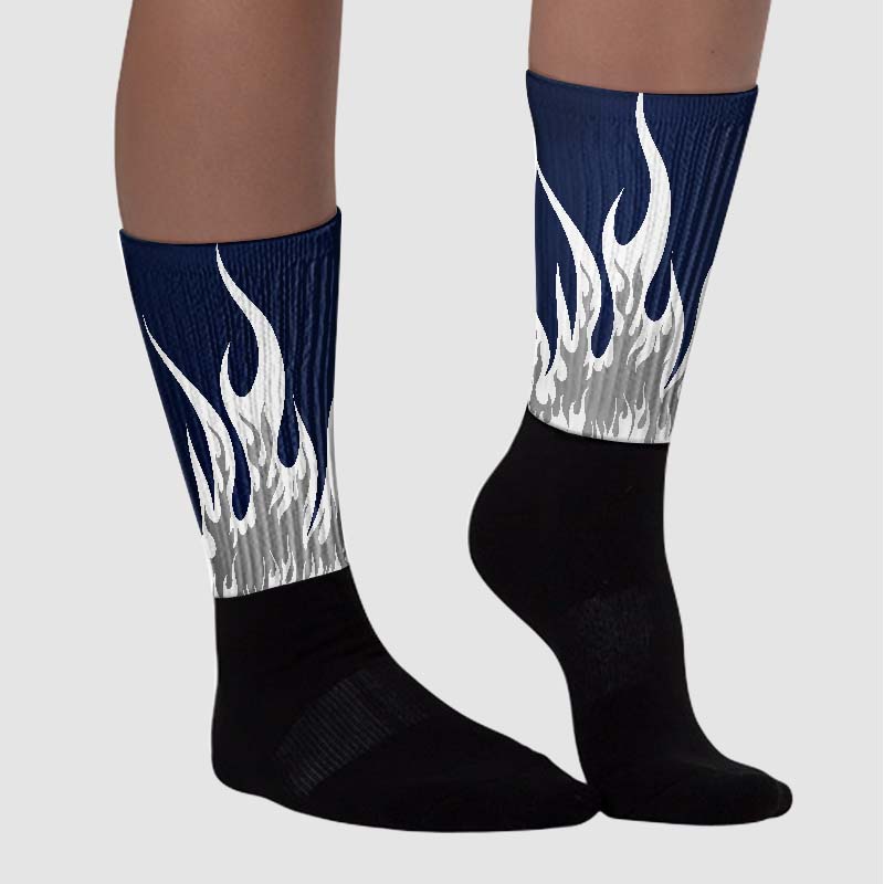 AJ Spizike White Obsidian superstreetwear Sublimated Socks FIRE Graphic