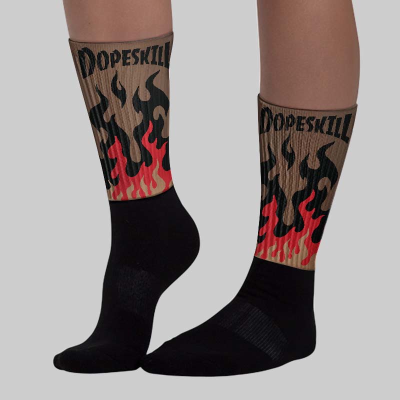 Olive 9s superstreetwear Sublimated Socks FIRE Graphic