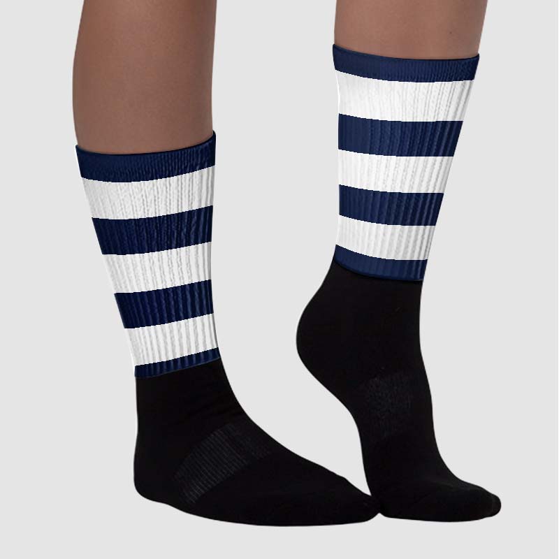 AJ Spizike White Obsidian superstreetwear Sublimated Socks Horizontal Stripes Graphic