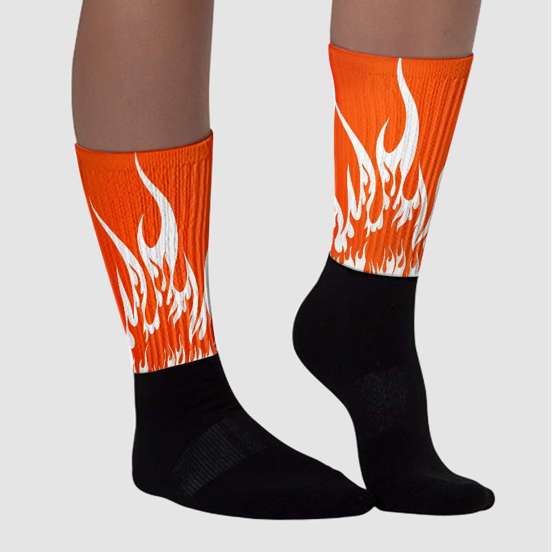Orange Milk superstreetwear Sublimated Socks FIRE Graphic
