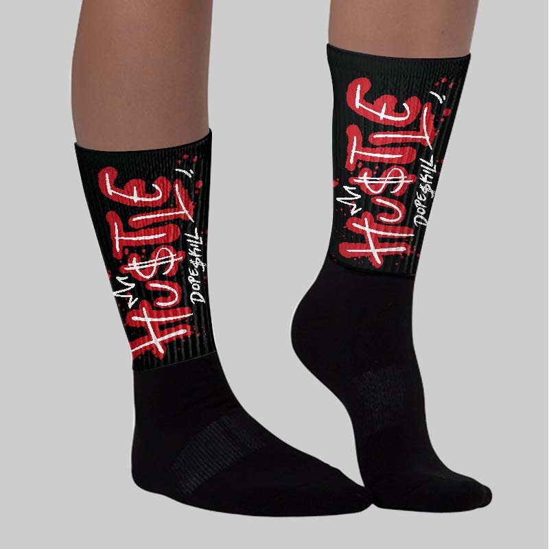 Bred Velvet 11s superstreetwear Sublimated Socks Hustle Graphic