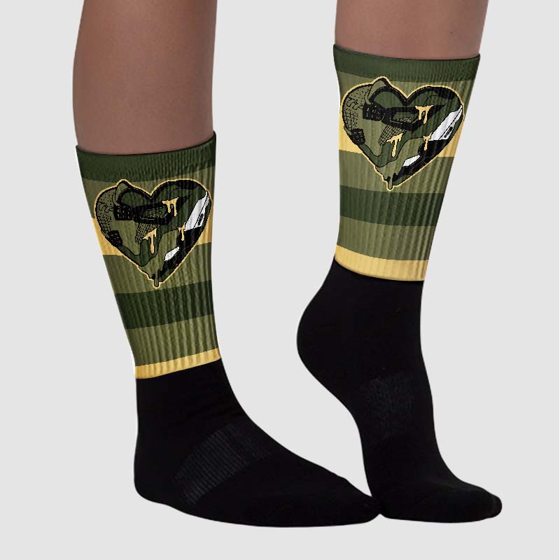 Craft Olive 4s superstreetwear Sublimated Socks Horizontal Stripes Graphic
