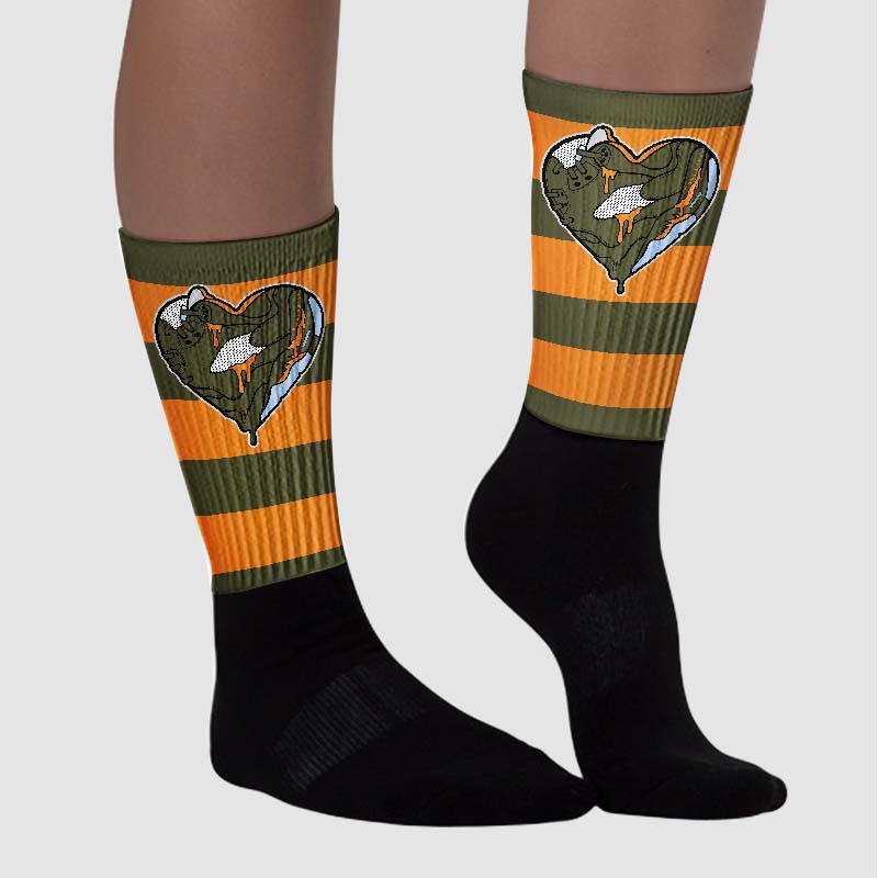 Olive 5s superstreetwear Sublimated Socks Horizontal Stripes Graphic