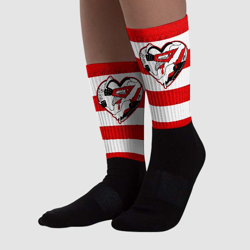 Red Cement 4S superstreetwear Sublimated Socks Horizontal Stripes Graphic