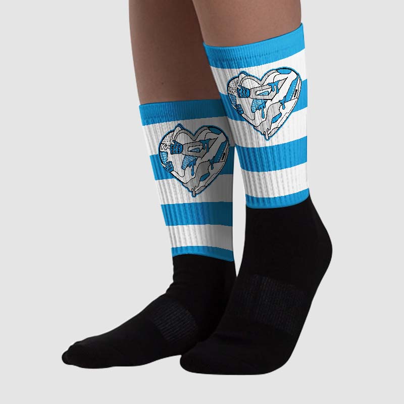 Military Blue 4s superstreetwear Sublimated Socks Horizontal Stripes Graphic